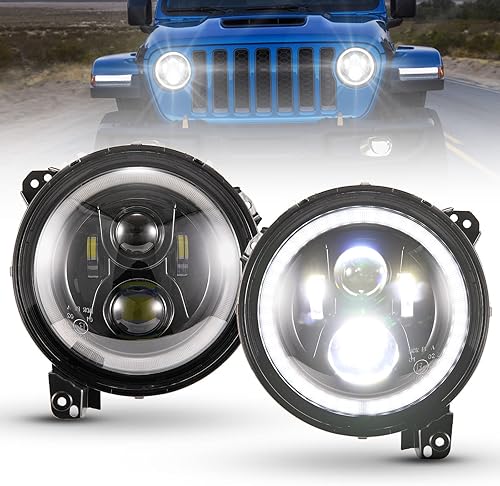 Miniatura 9 de BUNKER INDUST Wrangler JL - Faros delanteros LED de 9 pulgadas con halo DRL par de faros redondos con luces diurnas para Jeep Wrangler JL 2018 2019