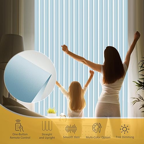 Miniatura 10 de Persianas verticales inalámbricas, persianas verticales de tela opaca beige, ahorro de energía, protección UV que reduce el ruido, persianas