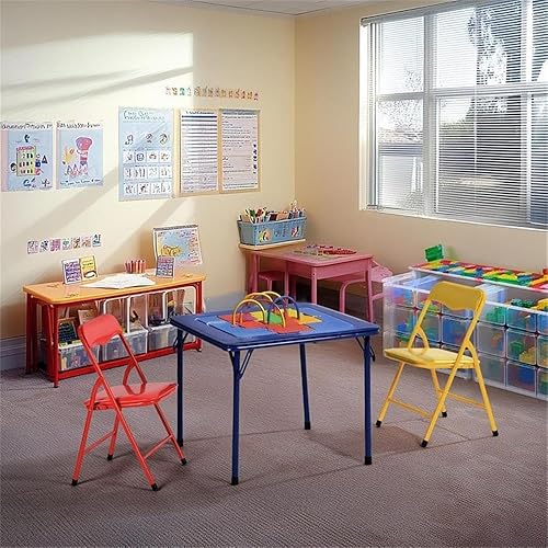 Miniatura 6 de Pemberly Row Juego de sillas de mesa para niños, juego de 2 piezas rojo y amarillo para jugar y cenar