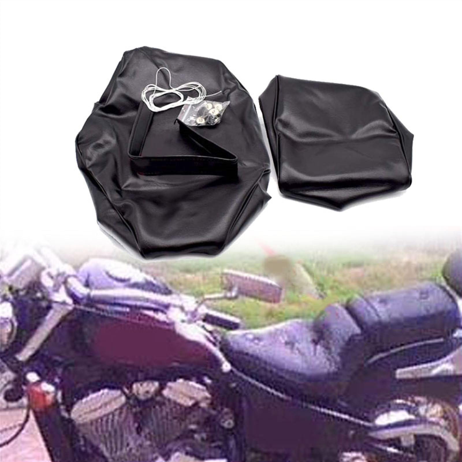 Housse de siège moto étanche en cuir PU noir protection et rénovation pour selle VLX400 Steed