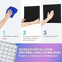 Vista 33 de JBER - Paquete de 48 paneles acústicos de espuma, cuñas de estudio autoadhesivas mejoradas de 1 x 12 x 12 pulgadas, acolchado insonorizante