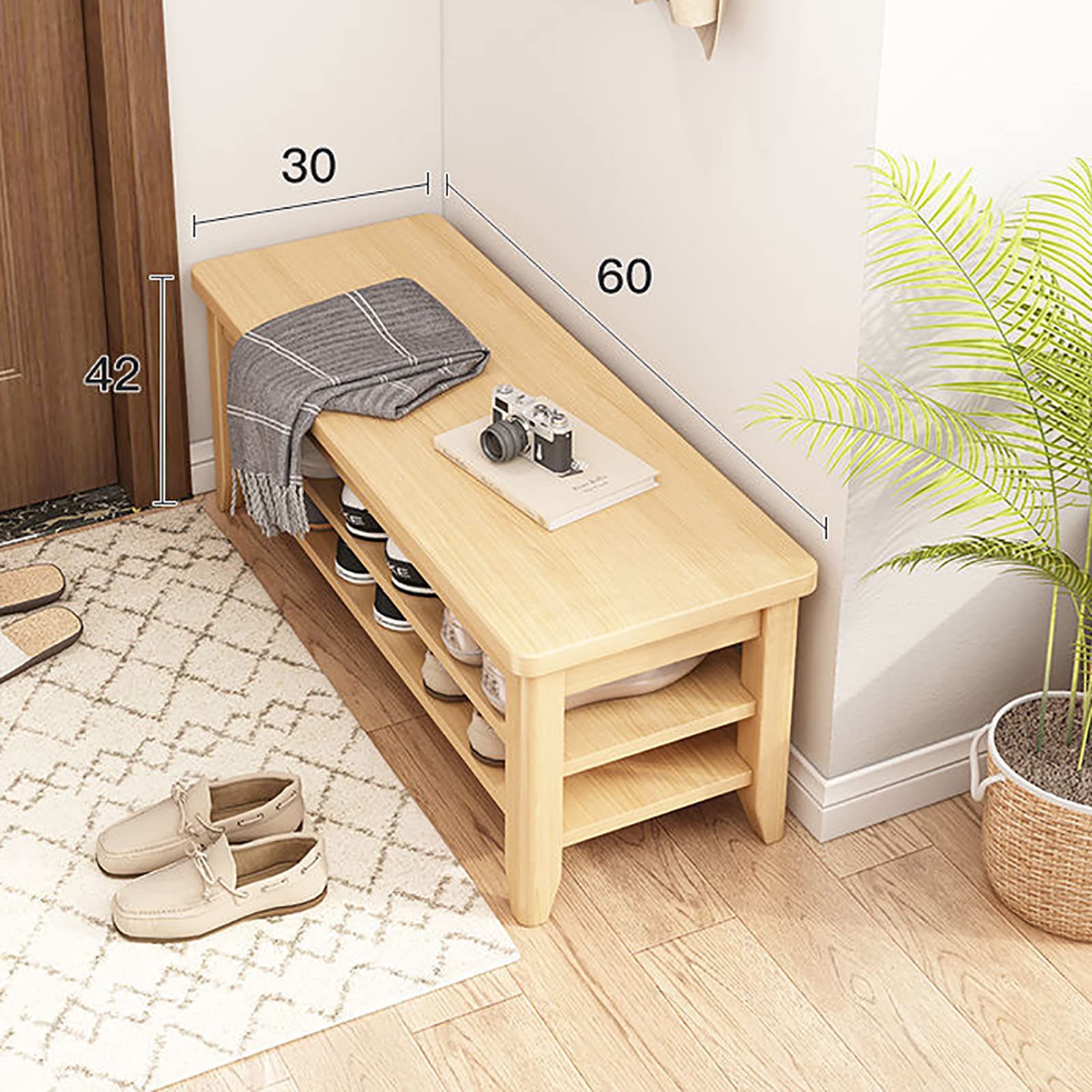 Tabouret à langer en bois de 60cm d'une élégance rustique et moderne pour chambre