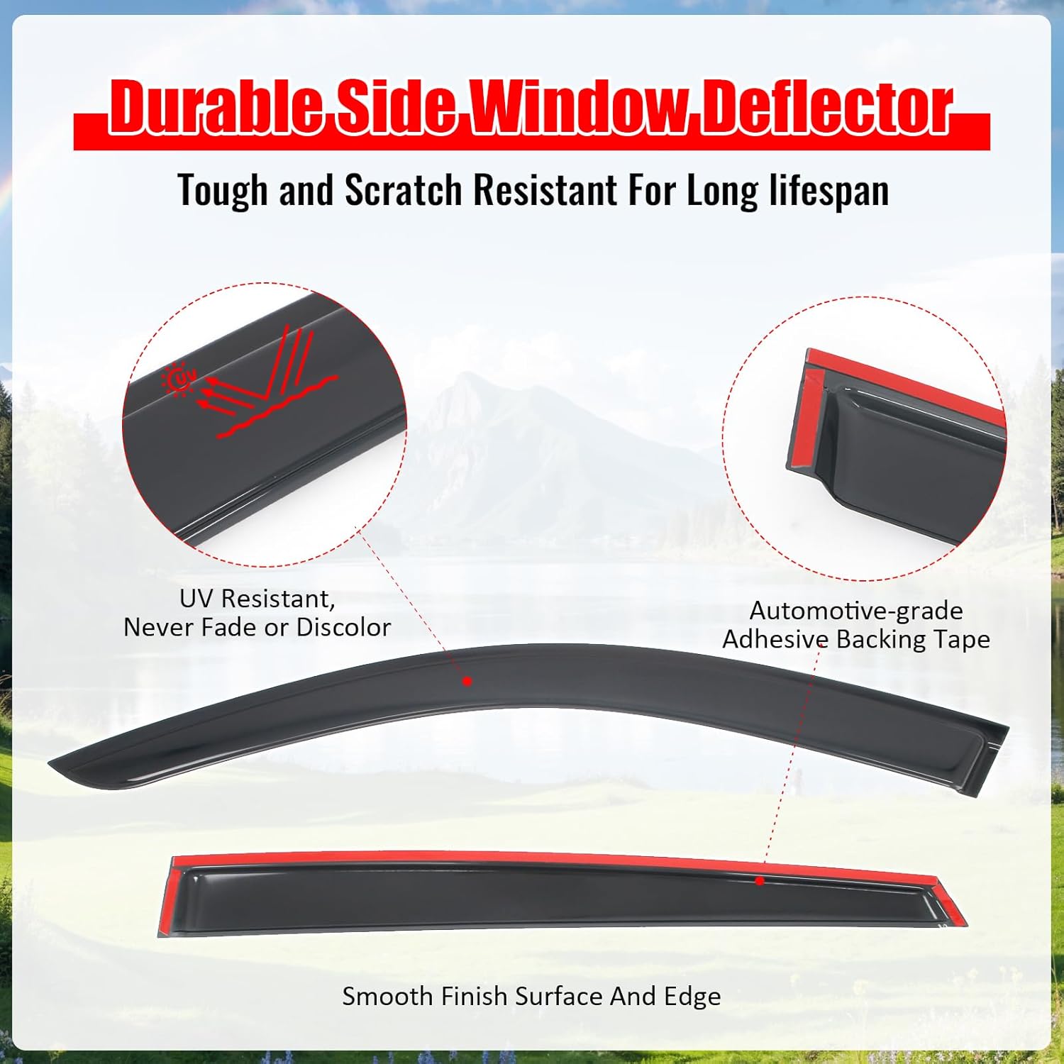IKON MOTORSPORTS Tape on Window Visors Compatible with 2021-2026 Genesis GV80 (Will Not Fit GV80 Coupe), Acrylic Smoke/Tinted Rain Guards, Side Window Wind Deflectors 4PCS