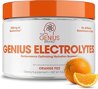Genius Electrolytes Powder Drink Mix, Orange Fizz, 30 Servings - Natural Hydration Booster & Endurance Supplement with Potassium, Magnesium & Zinc - Sugar Free & No Artificial Sweeteners or Dyes
