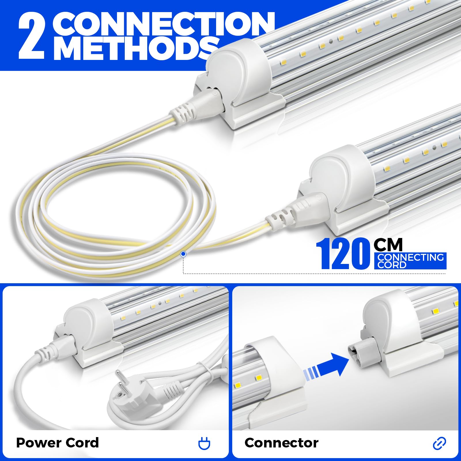 Barrina T8 Lámpara para plantas, 168 W (4 x 42 W), 5000 K, espectro completo, 119 cm, 4 unidades | Luz de crecimiento LED, luz vegetal en forma de V, 4 pies concatenables luces para plantas de interior, PPFD alto