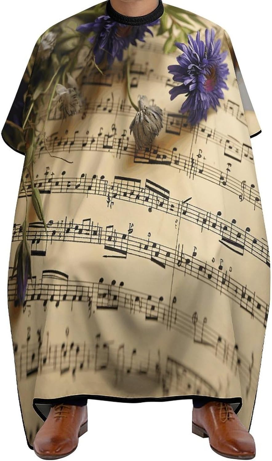 Music Sheet Apron for Women Men,Barber Cape with Adjustable Snap Closure,Hair Cutting Cape,66.9 X 56.7 Inches for Hair Dye, Comb-out, Styling, Shampoo