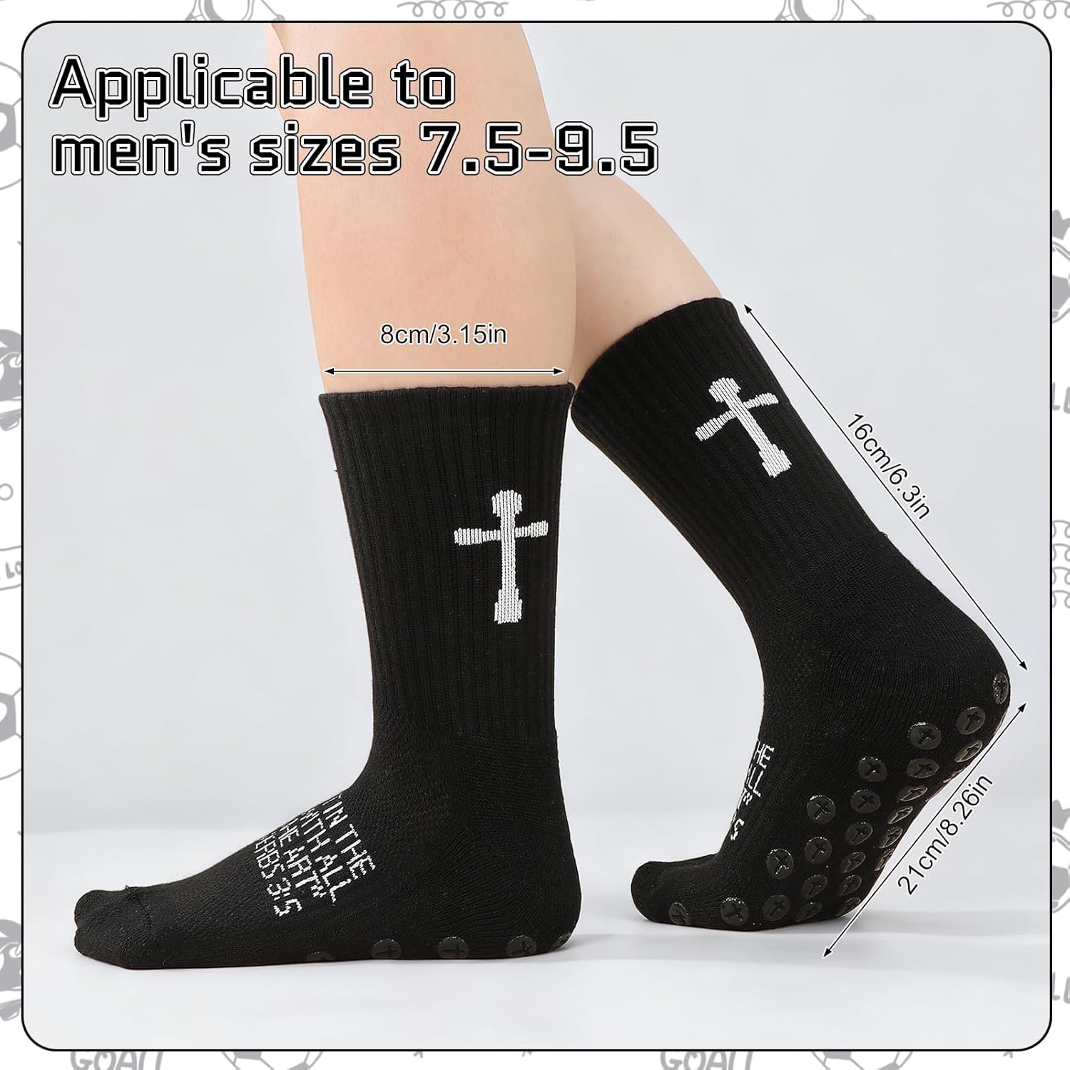 Jspupifip 4 Pairs Cross Grip Soccer Socks Anti Slip Christian Socks with Bible Verse Jesus Sock for Football Tennis Yoga Gym - Image 3