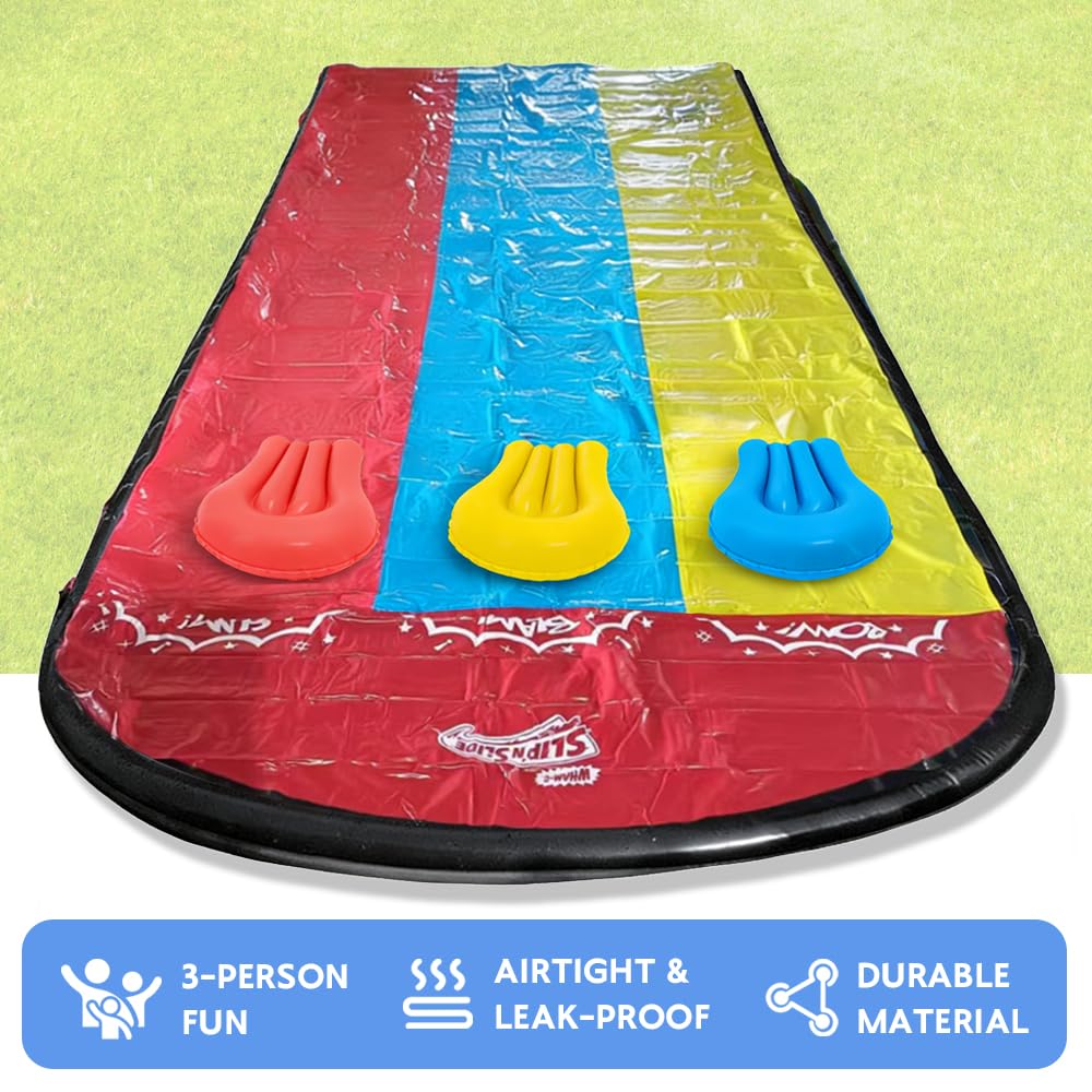 Scivolo d'Acqua Triplo Racer 480x210CM, Scivolo Acquatico Giardino con Irrigatore e 3 Tavole Gonfiabili, per Bambini Adulti