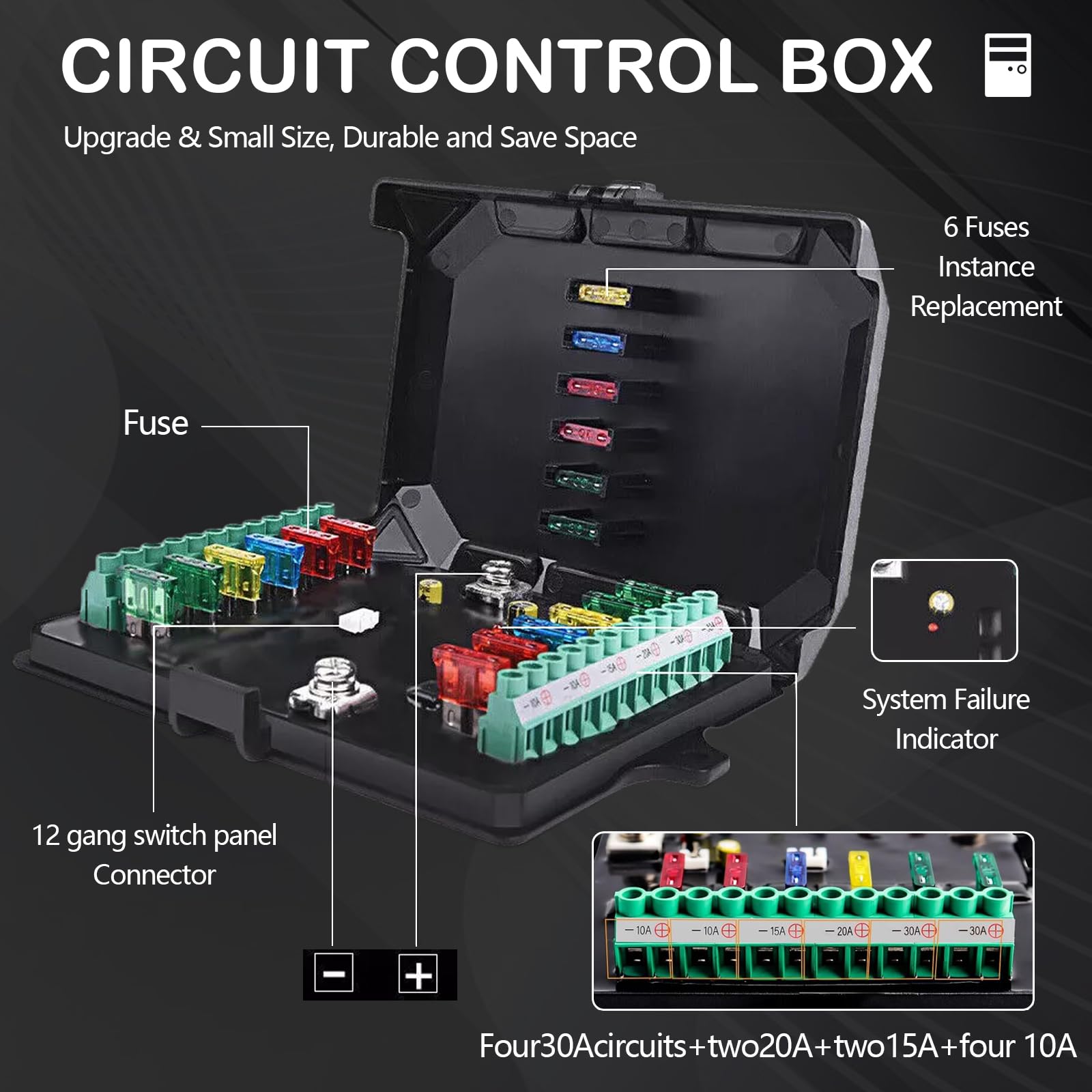 Pannello Interruttori 12V/24V Universale con Dimmerabili RGB 8 Colori per Auto RV Camion SUV