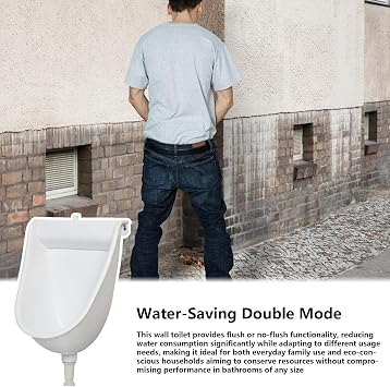 Wall Mounted Toilet Wall Mounted Male Toilet with Flush | Men's Urinal for Home Dorm Garden RV Apartment Dad Boyfriend Grandpa