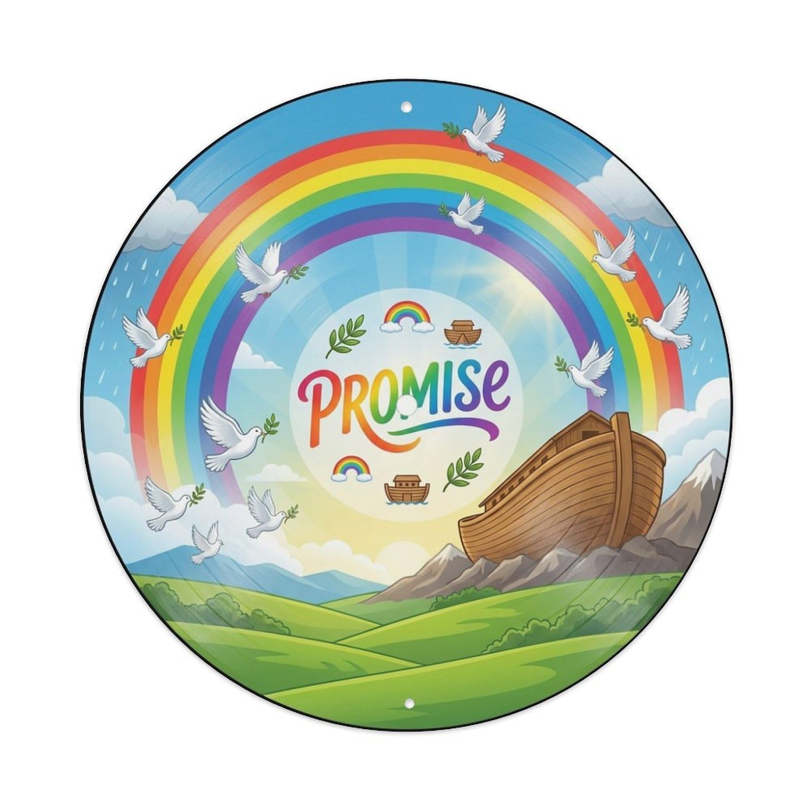 Gospel Rainbow Promise Record Cover Style Metal Tin Sign