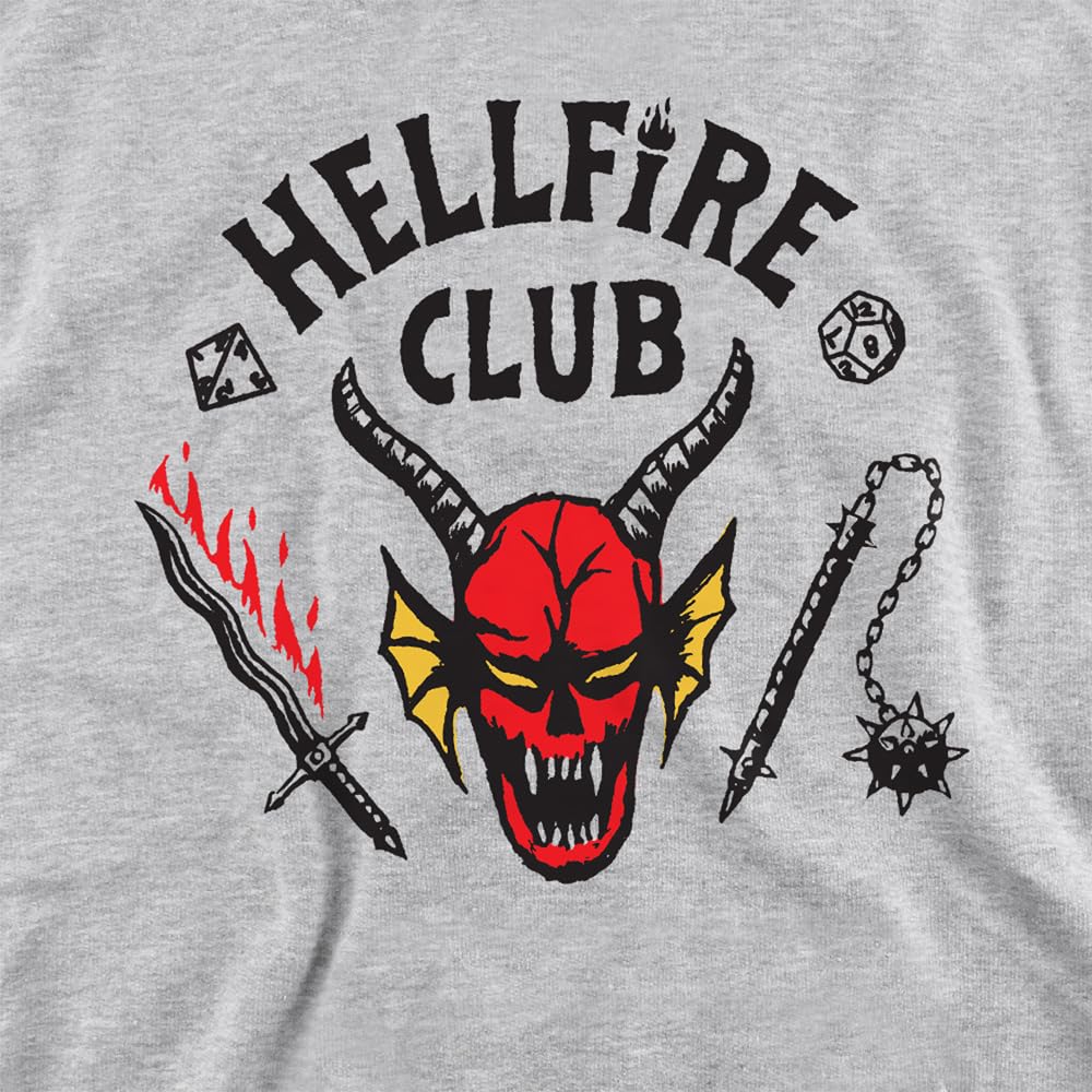 Stranger Things Stranger Things Hellfire Club Youth Kids Boy/Girls Pull-Over Hoodie, Athletic Heather Hooded Sweatshirt Unisex niños (Pack de 1)