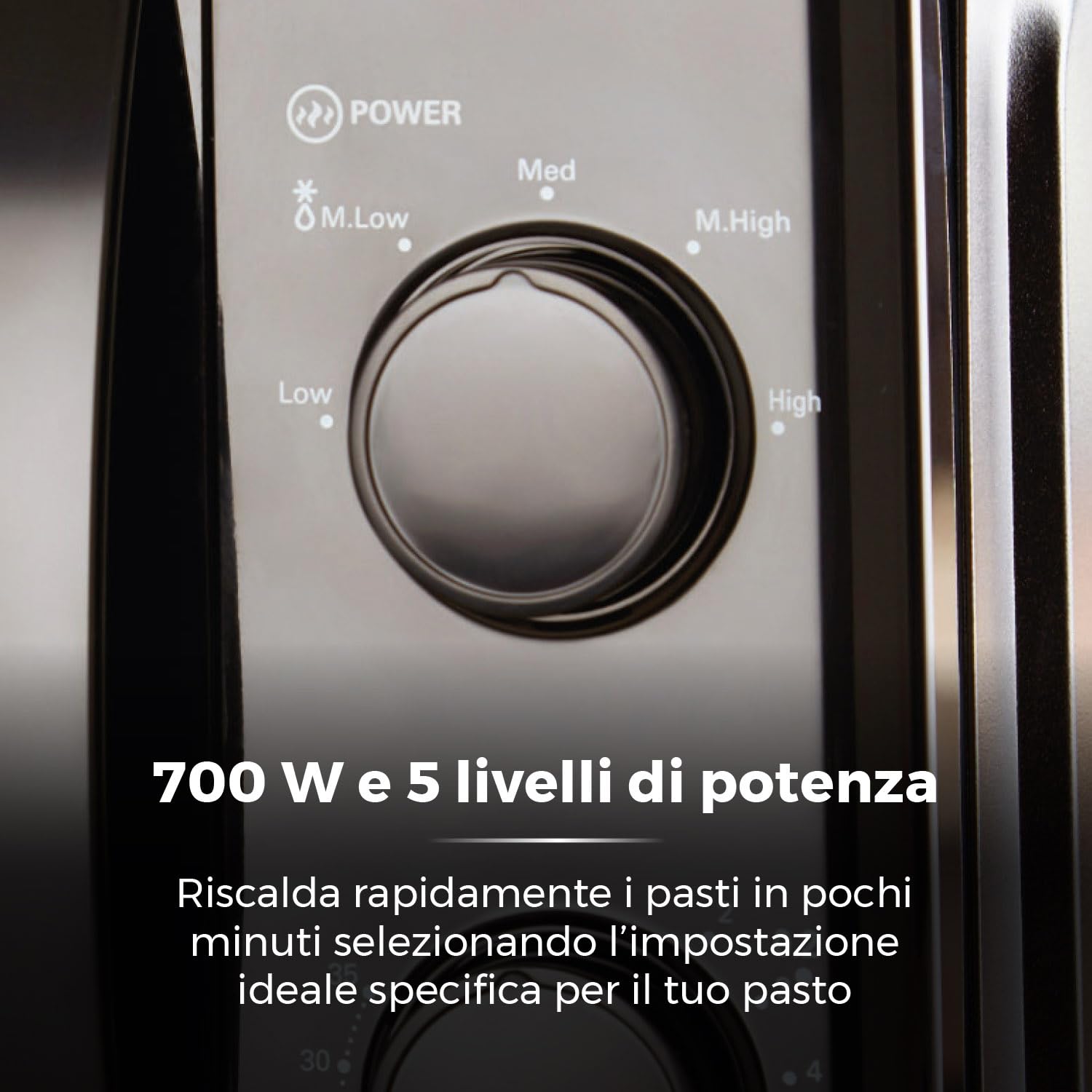 Tower T24034BLK Forno Microonde Manuale 700W da 20 litri, Forno a Microonde a 5 Livelli di Potenza e Timer di 35 Minuti, Elettrodomestici Cucina, Nero