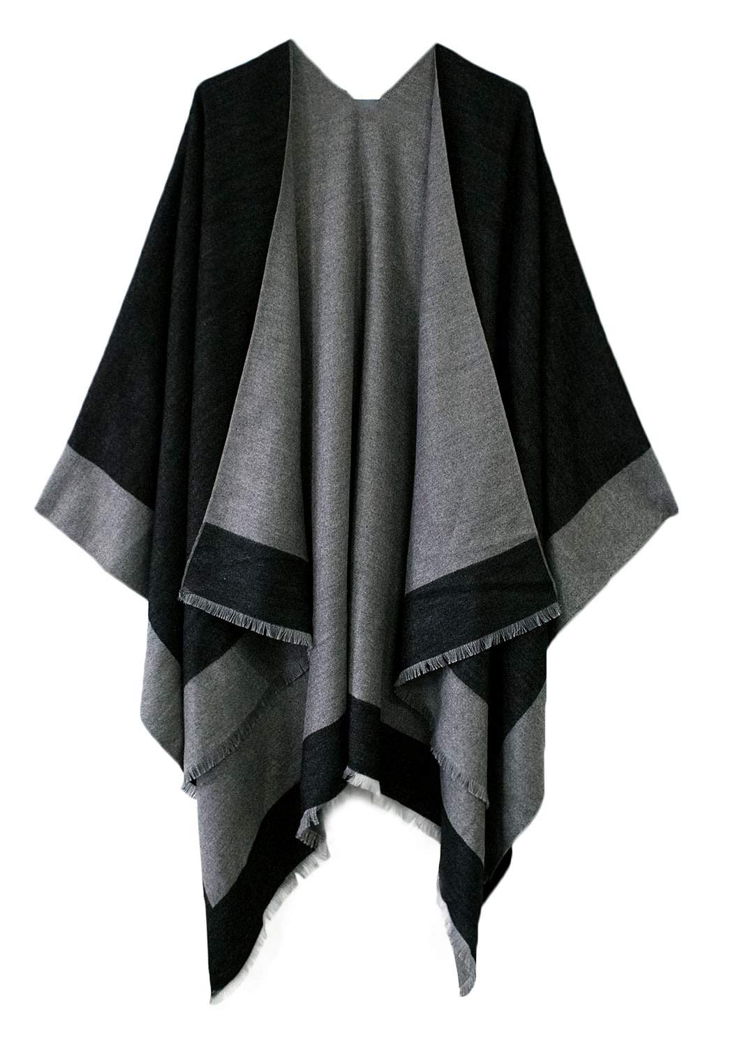 Urban CoCoWomen's Color Block Reversible Wrap Shawl Poncho Cape
