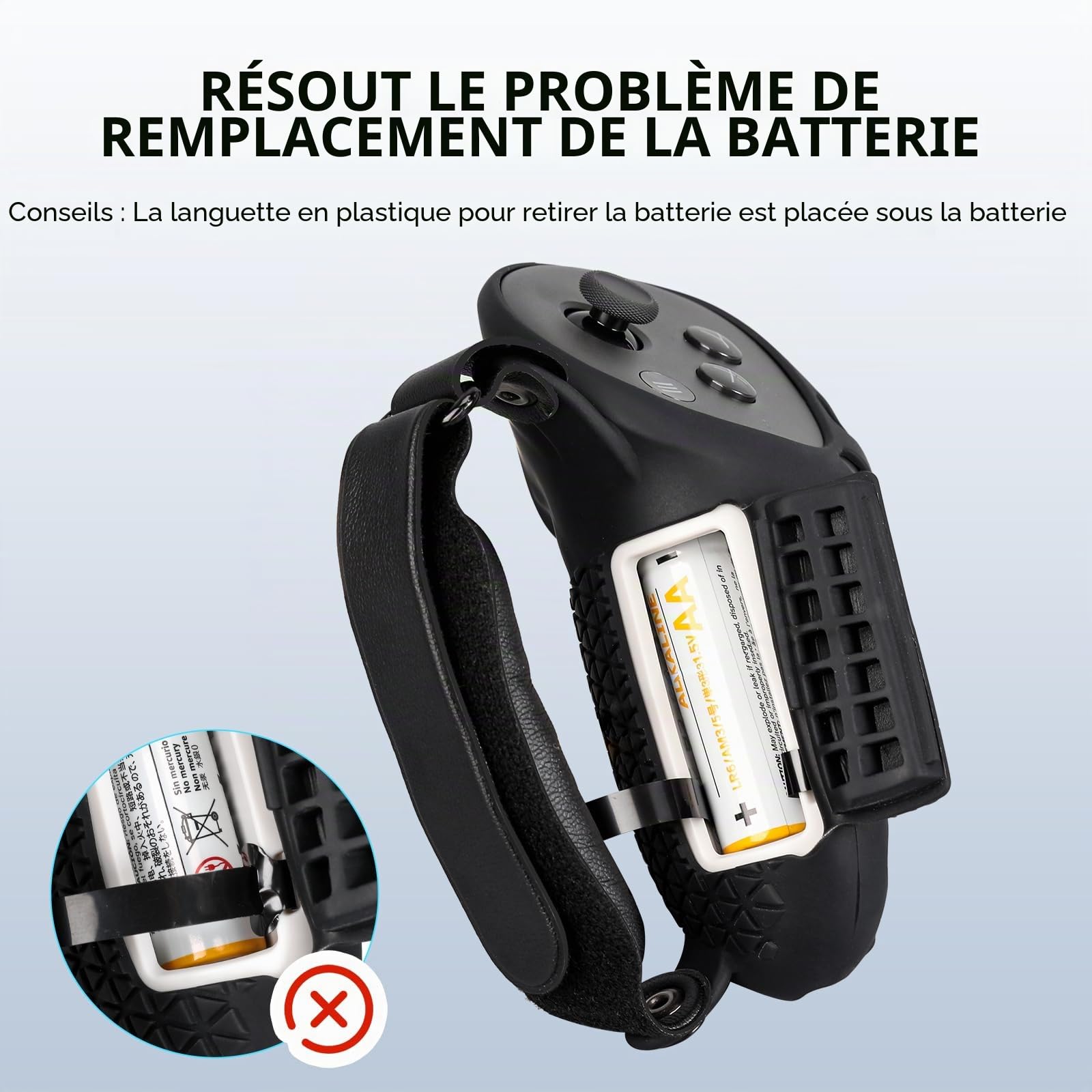 VR Touch Manette de Protection en Silicone pour Casque Meta Quest 3S/Quest 3 avec dragonne réglable, 1 Paire de poignées de Pouce et couvercles de Batterie, Noir, Style Simple