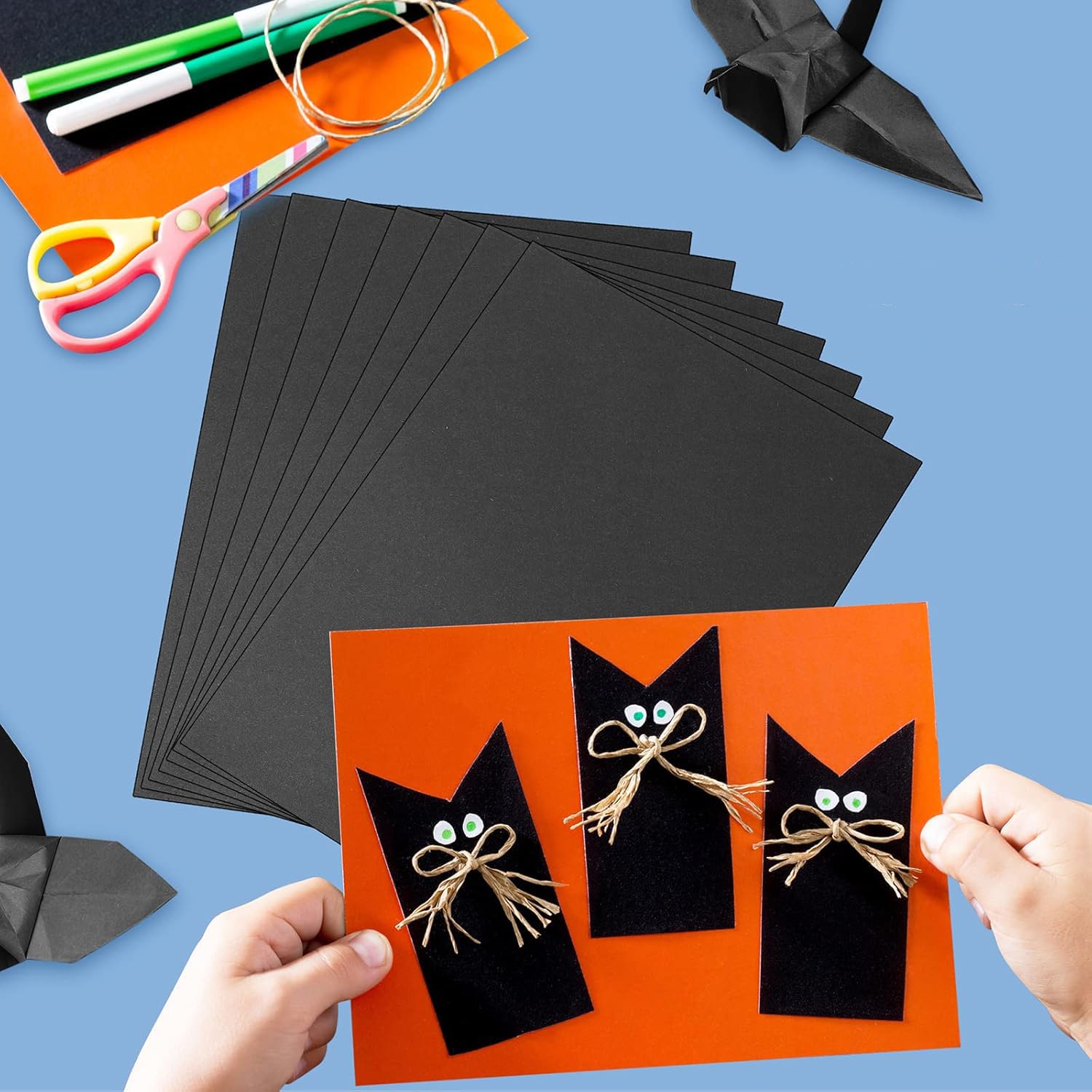 Lot de 200 feuilles de papier cadeau kraft noir 45,7 x 61 cm pour travaux manuels, dessin, emballage cadeau, bouquet de fleurs