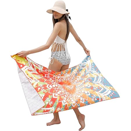 Amazon Co Jp Epeius ビーチタオル バスタオル 砂浜 速乾マット 超吸水力 海水浴 多用途 オシャレ カラフル 選べるカラーバリエーション 160 75cm A ホーム キッチン