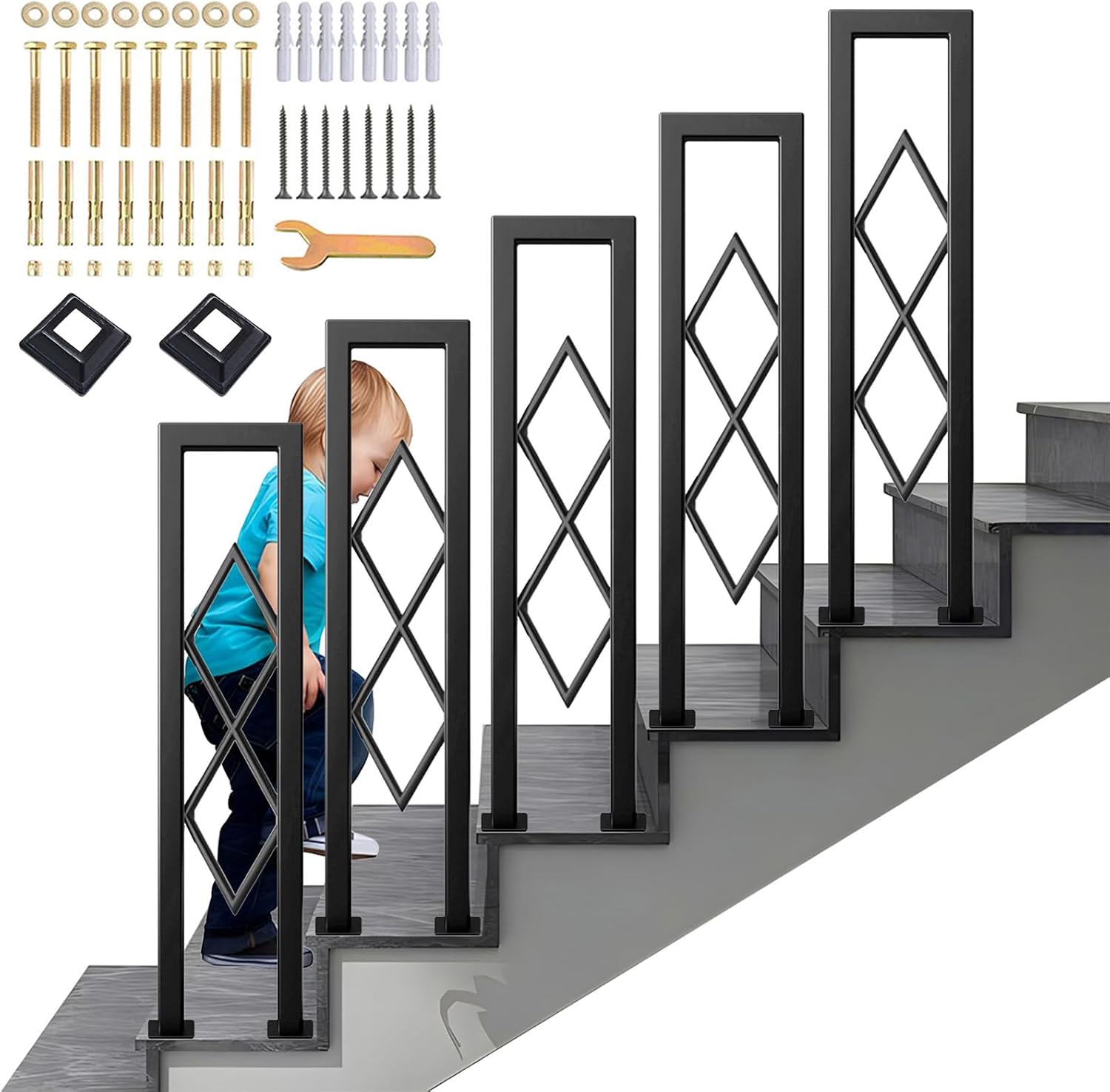 Ringhiera Scale Interne Corrimano Ferro U 90cm Nero