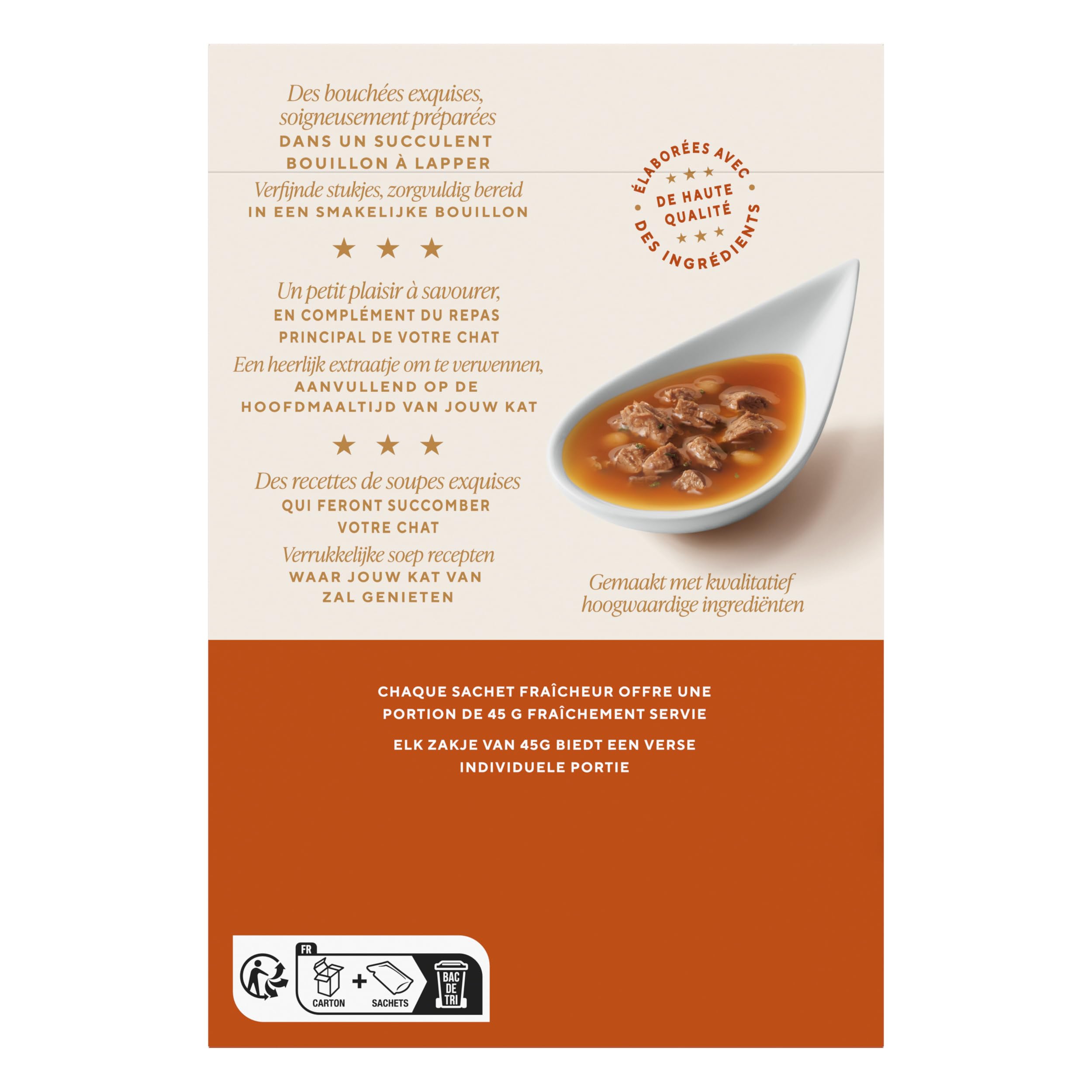 GOURMET | Soup Royale | Soupe Exquise à la Viande | Aliment Complémentaire Humide pour Chat Adulte| Elaboré avec des ingrédients de Haute Qualité | Poulet, Dinde, Bœuf | Sachets Fraîcheur | 6 x 45g