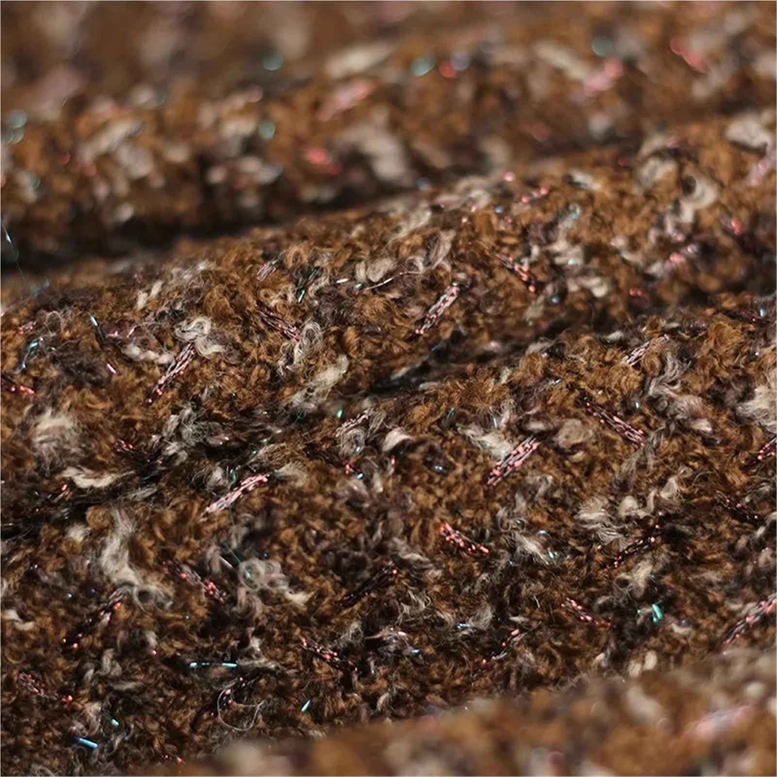 Tissu Tweed Mélange de Laine Polyester Teint en Fil tressé