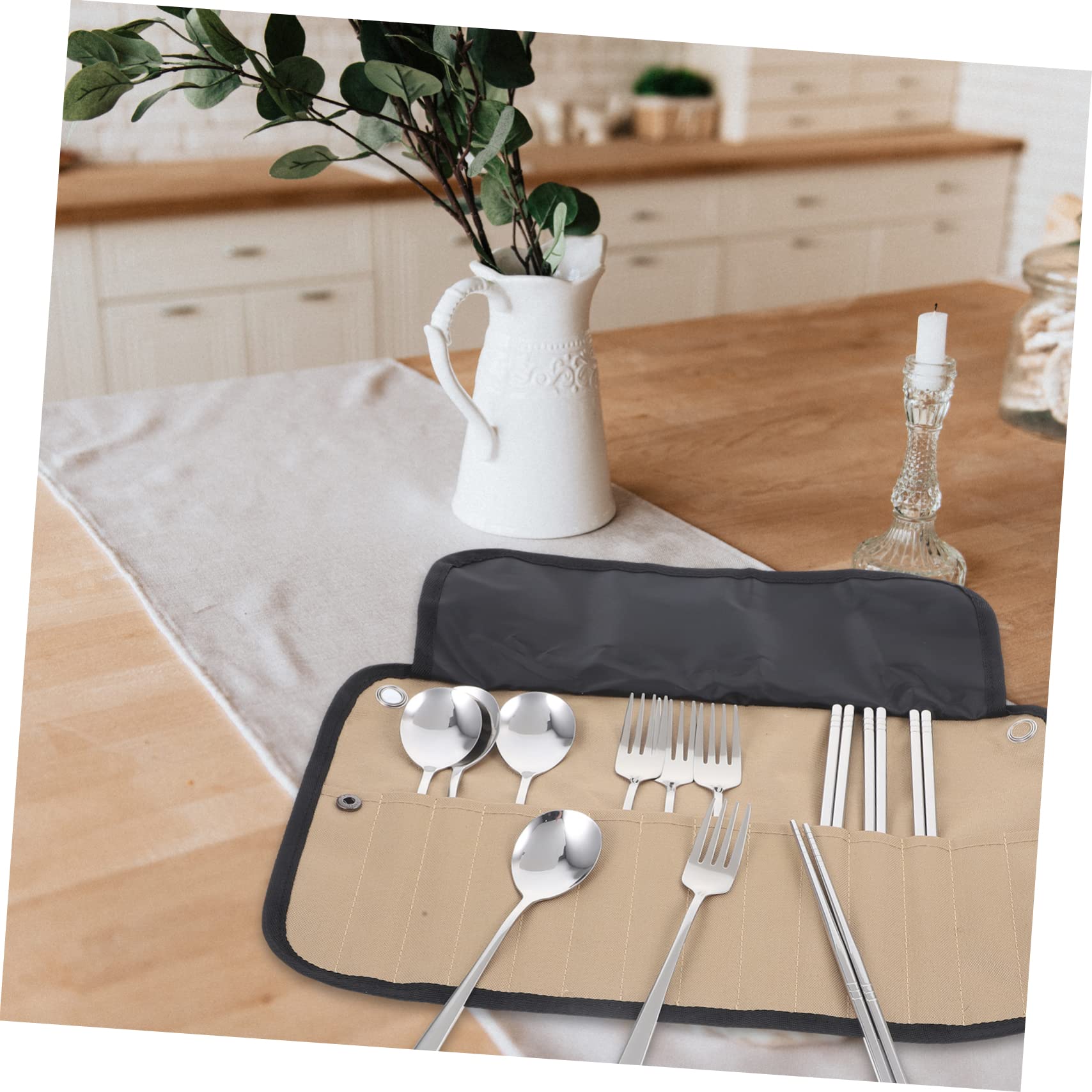 Leichtes Campingbesteckset mit Nylon Tasche aus Edelstahl Einfach zu Reinigen für Sommerstimmung Beim Outdoor Camping und Picknick