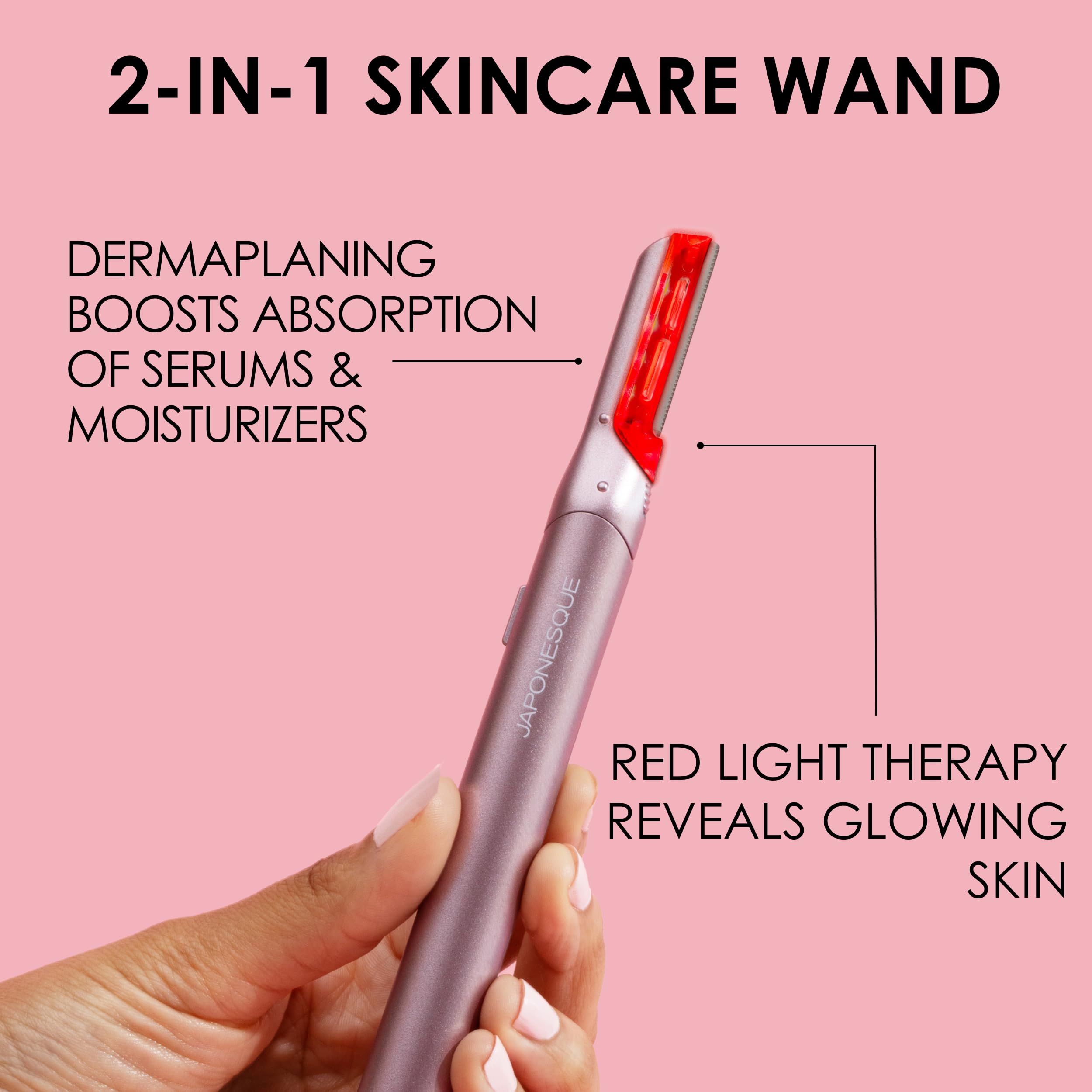 JAPONESQUE SKINTherapy LumeBlade Facial Dermaplane Razor with Soothing, Red Light Therapy at the Blade, Includes 2 Replacement Blades