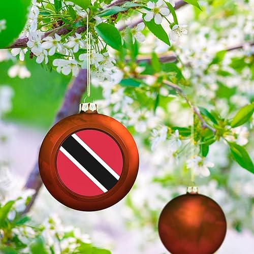 Vista 176 de Adornos dorados de bola de Navidad de Trinidad y Tobago, adorno de bola de bandera de Trinidad y Tobago, adornos de Navidad de bandera nacional