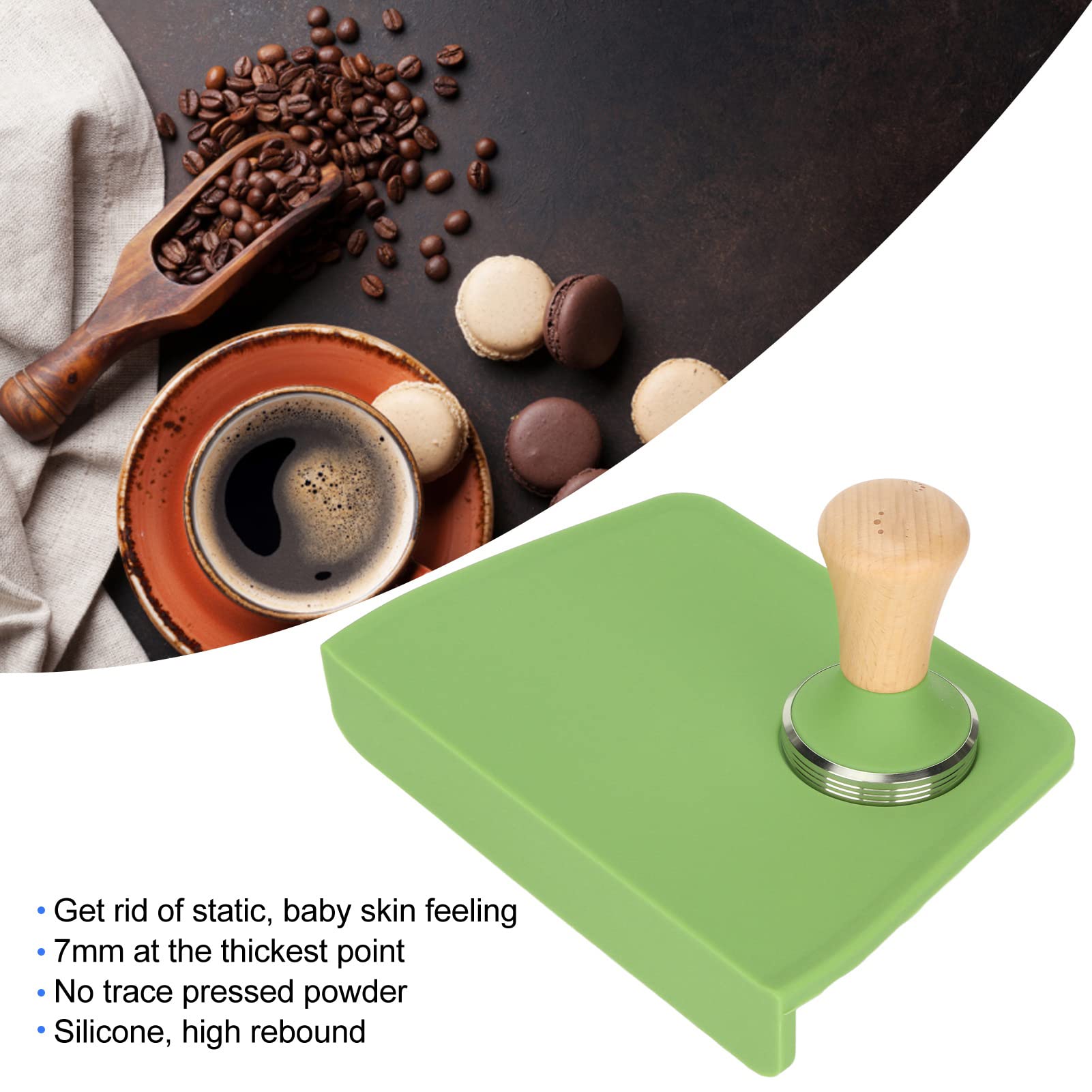 Wakects Tappetino Antipolvere per caffè Tappetino Antimanomissione in Silicone con Manico in Faggio 207 X 145 X 40 Mm Antipolvere Antiolio con Fessura Antimanomissione per la Postazione caffè dei