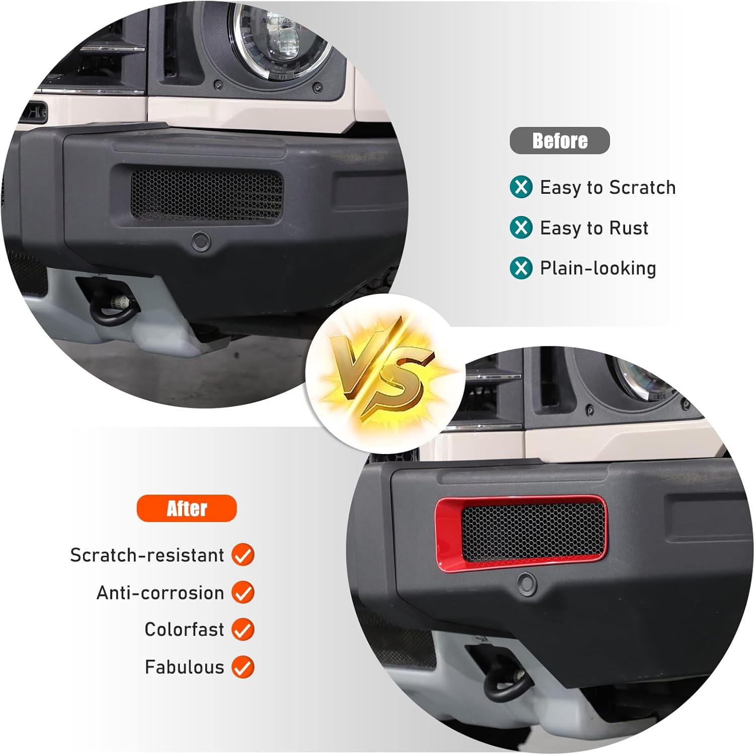 Compatible with INEOS Grenadier 2022-2025 Accessories Front Grill Mesh Inserts, Front Bumper Side Panel Protection Grille Trim (Red)