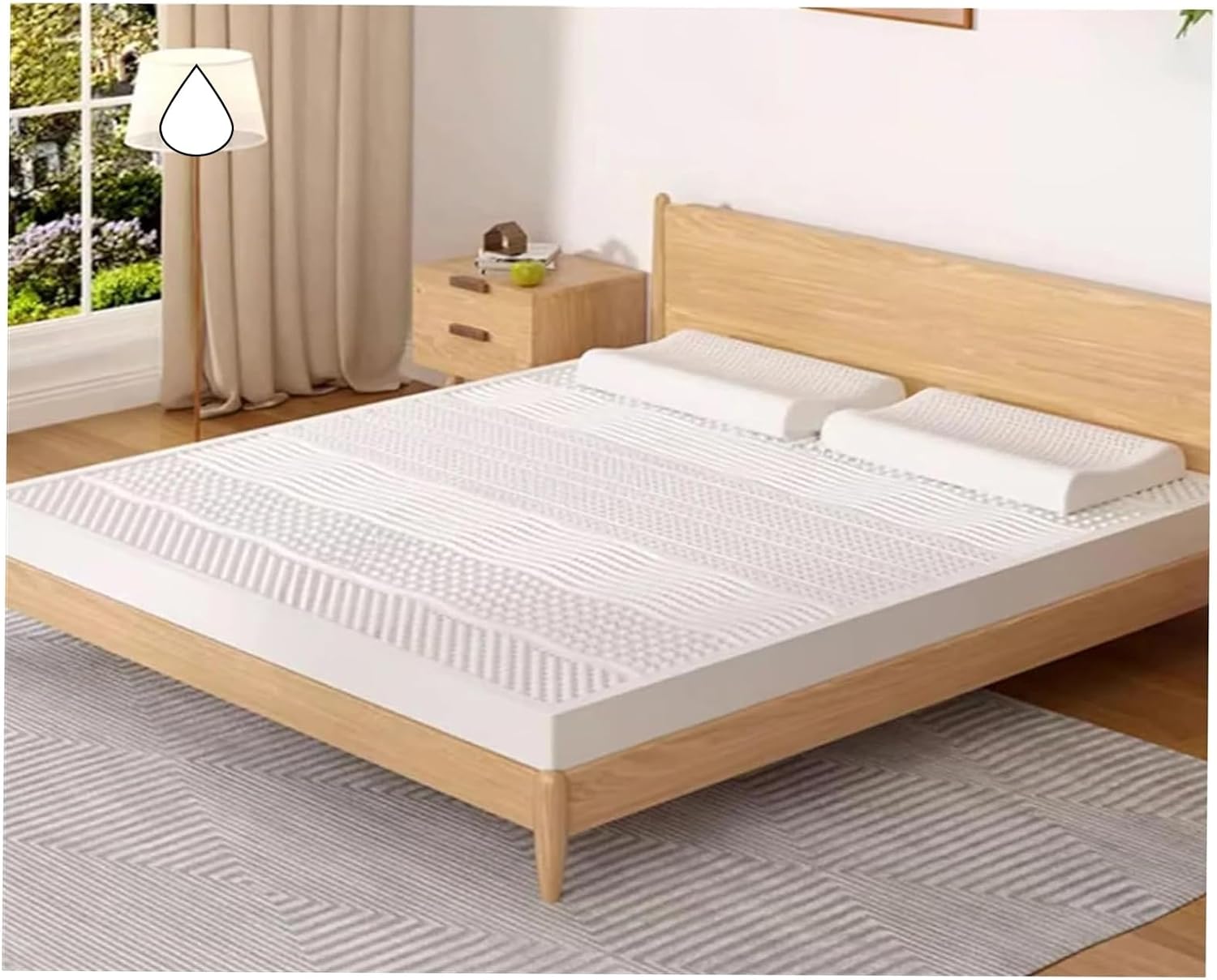 100% Natural Latex Mattress - Medium Firm Comfort Foam Bed for Home, Twin/Full Size, 83x83x4in, Eco-Friendly, Breathable Sleep Surface, Durable & Supportive Mattress with Cover