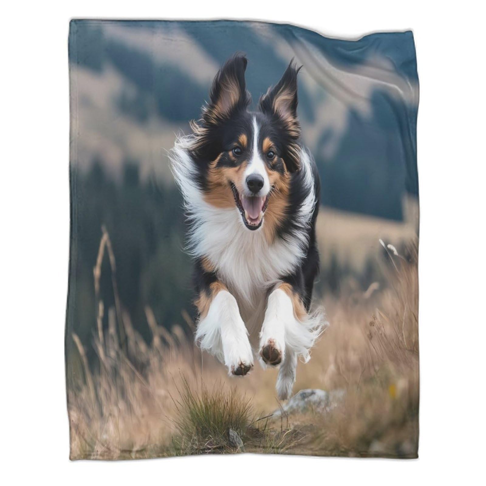 stampa 3D Happy cane running coperta da viaggio microfibra biancheria da letto compatta plaid da viaggio leggero per giovani amanti dei viaggi all'aperto adventure 80×90inch(200x230cm)
