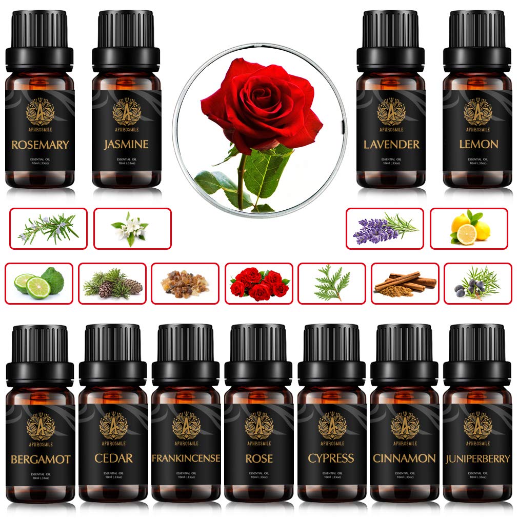 Aromatherapie Bergamotte ätherisches Öl Set für Diffusor, 100% reine Wacholderbeere ätherisches Öl für Luftbefeuchter, 11X10ml Weihrauch ätherische Öle Set- Zimt, Rosmarin Öle...
