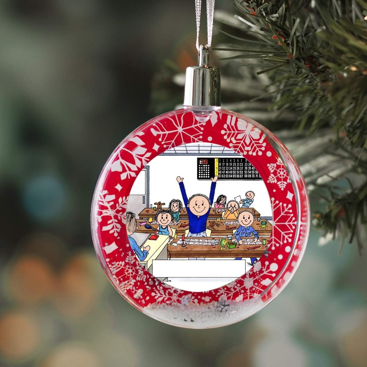 PrintedPerfection.com Personalized Friendly Folks Bingo Player - Male Christmas Snow Globe Ornament