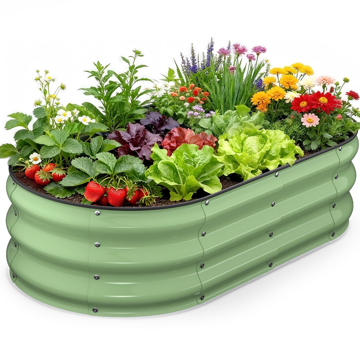 Raised Garden Bed 4×2×1 ft Galvanized Metal Planter