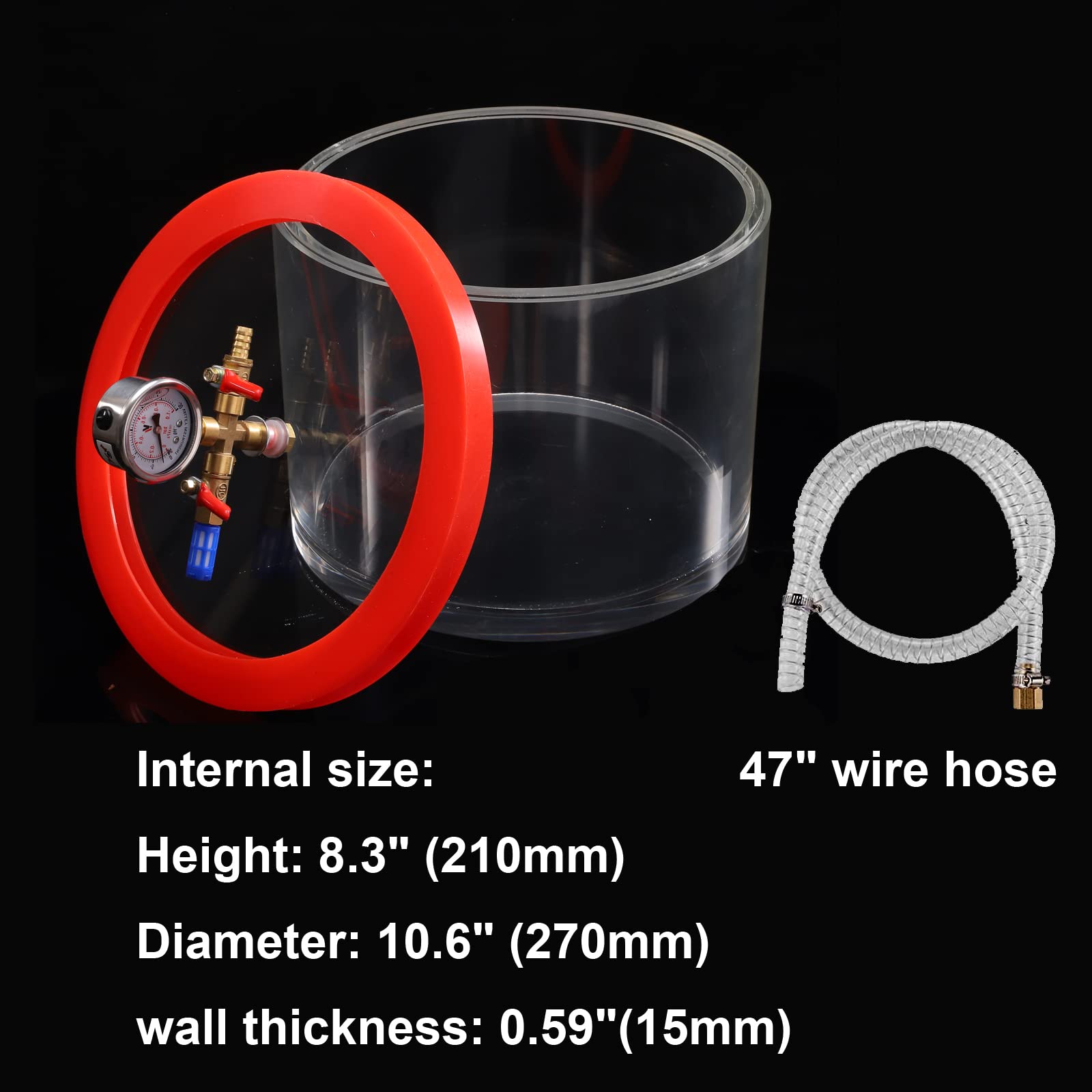 3 Gallon Acrylic Vacuum Chamber Acrylic Clear Perfect for Stabilizing Wood, Degassing Silicones, Epoxie