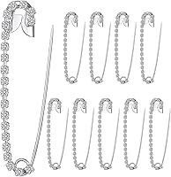 Vista 1 de Housweety 10 broches de seguridad con diamantes de imitación en tono plateado de 2.3 x 0.5 in