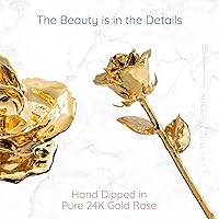 Vista 3 de Fantasy Rose Rosa bañada en oro de 24 quilates, única y eterna, sumergida a mano en oro de 24 quilates, de 11 a 12 pulgadas