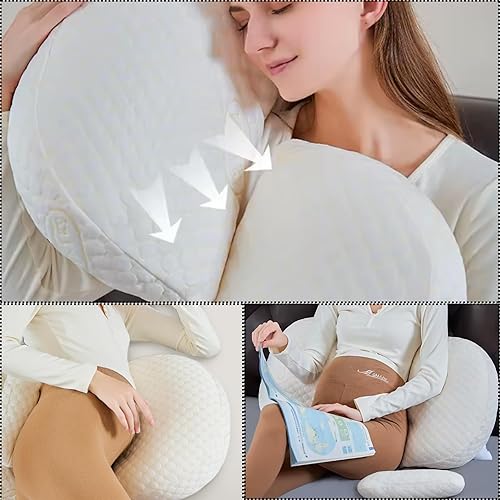 Miniatura 2 de Almohada portátil de embarazo  Soporte de maternidad en forma de W para dormir de lado, almohada de cuña de viaje ajustable para alivio de espalda,