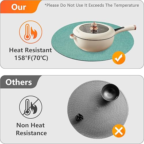 Miniatura 8 de Eforcurtain Juego de 4 manteles individuales de lino y algodón lavables para mesa de comedor (lino claro)