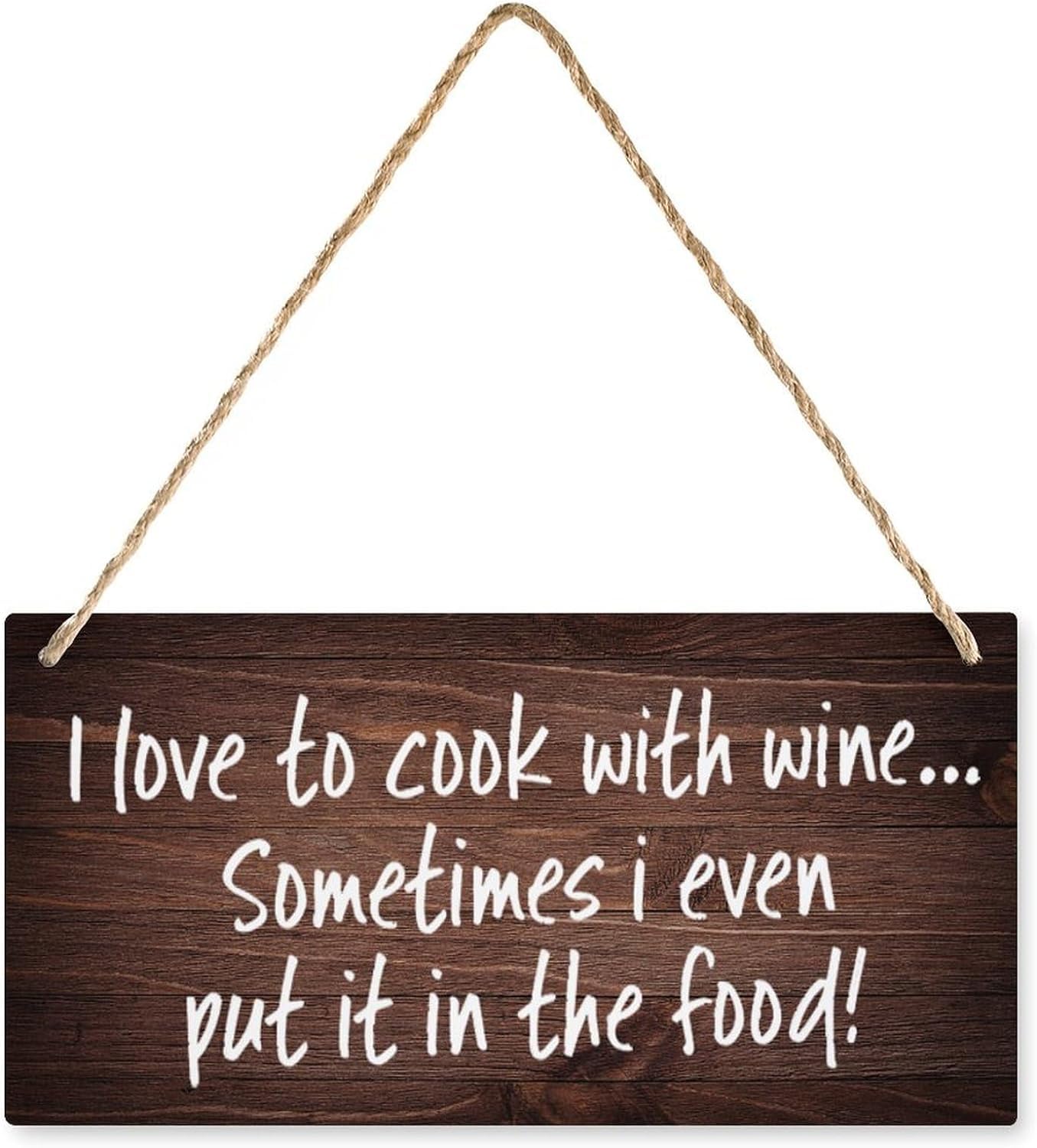 Wooden Sign For Front Door I Love To Cook With Wine Sometimes I Even Put It In Thee Food Wooden Sign Printed Wooden Plaque Decor,Farmhouse Kitchen Wall Decor Sign 8x12 Inch