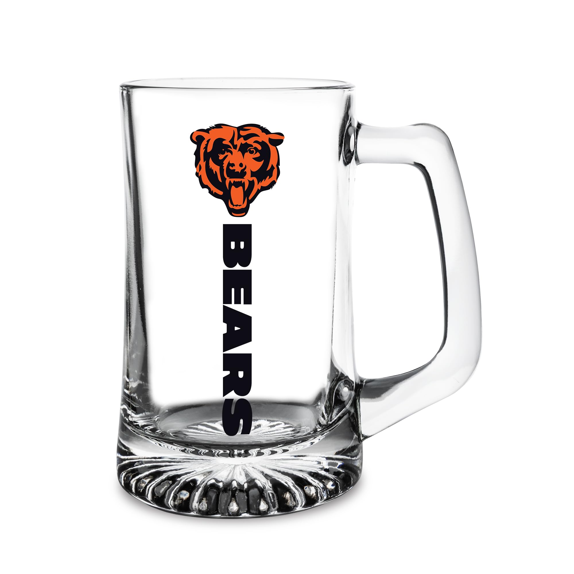 Rico Industries NFL Football Minnesota Vikings Standard 14oz Glass Stein – Official Logo Mug, Heavy-Duty Clear Glass Beer Stein for Home, Bar, or Game Day