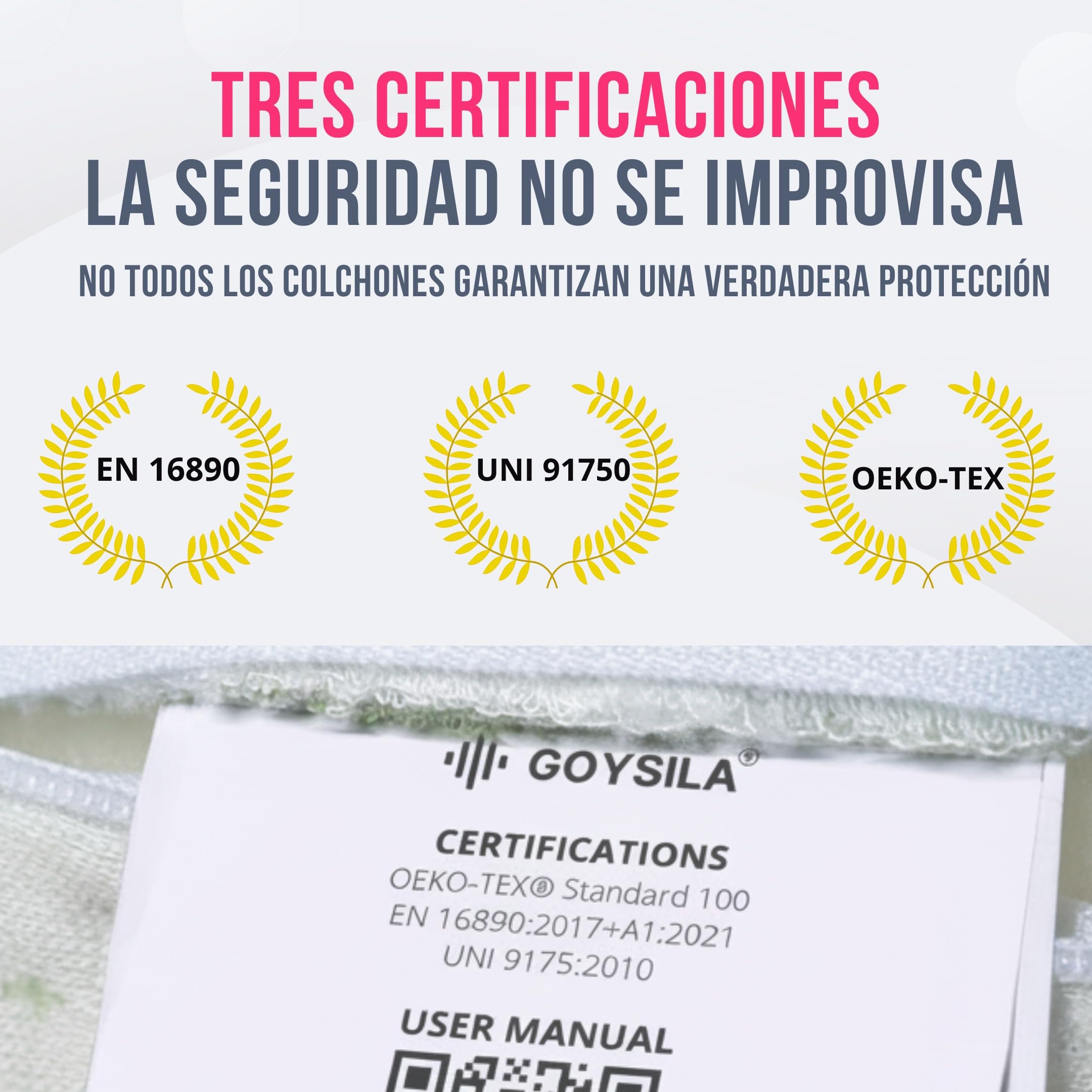 GOYSILA Colchón Minicuna Colecho 50x83 cm para Chicco Next2Me Antiasfixia Transpirable - Compatible con Kinderkraft Jane Calidoo y Bebeconfort - Fibra de Bambú Hipoalergénico Certificado Oeko-Tex