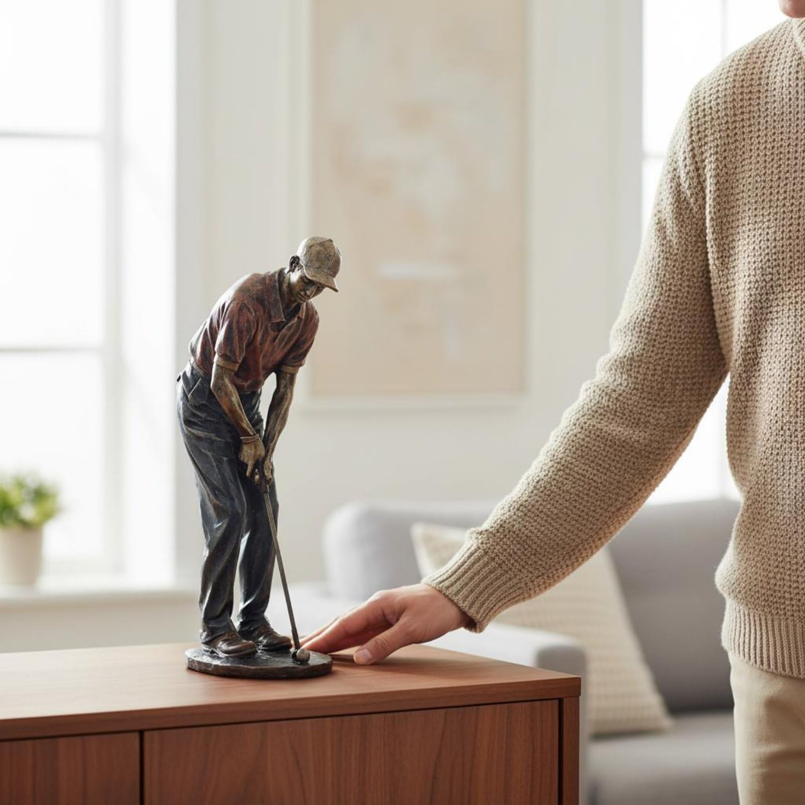 Qianly Estatua Golfista Resistente Figura Golfista a Mano Estatua portista Golf para Estantería, Style to 1