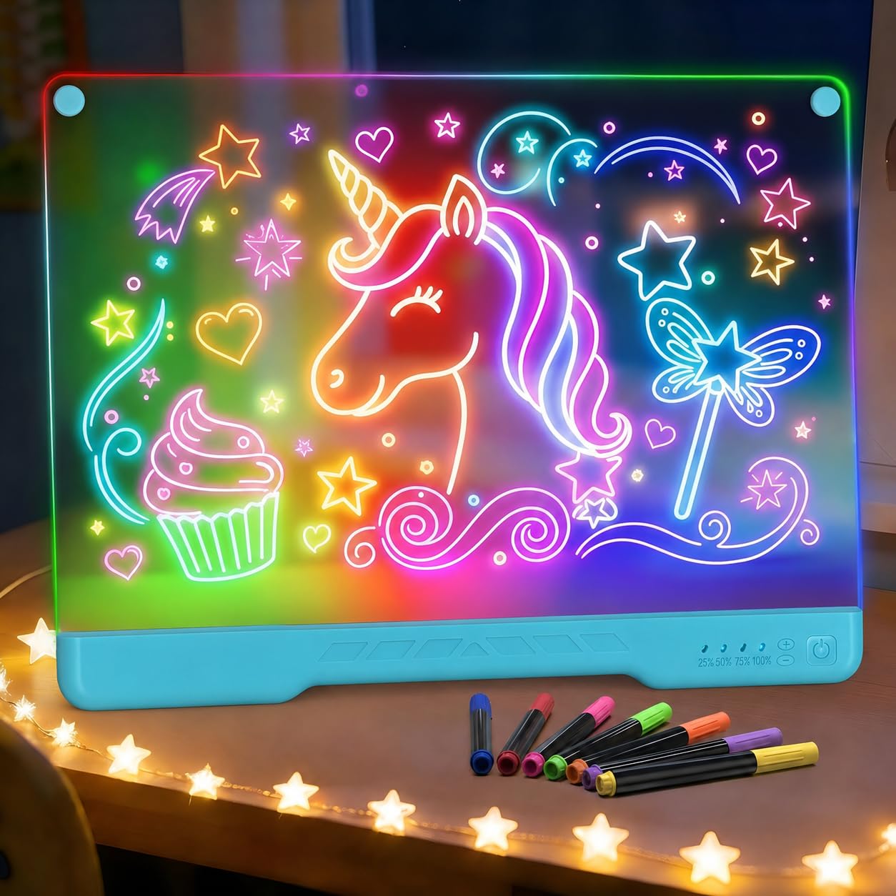 17" LED Drawing Board for Kids, Birthday Gift for Girls Ages 6-12+, Blue