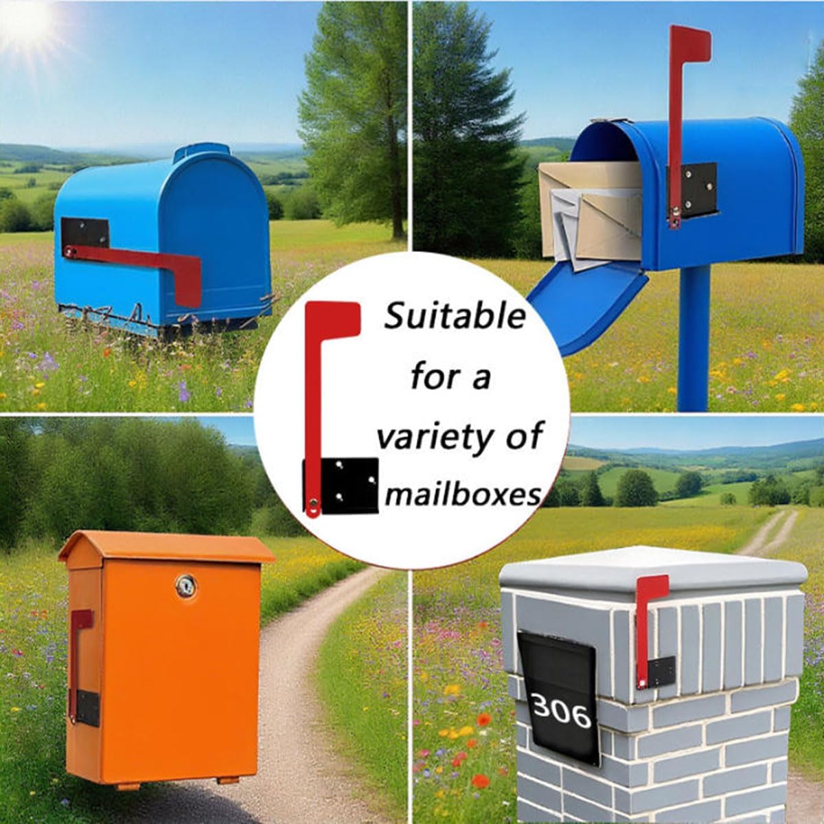 Plastic universal outdoor mailbox sign replacement accessory 6.93 × 3.46-inch mailbox hardware decoration suitable for metal brick stone wood and all other surfaces 1 Pcs