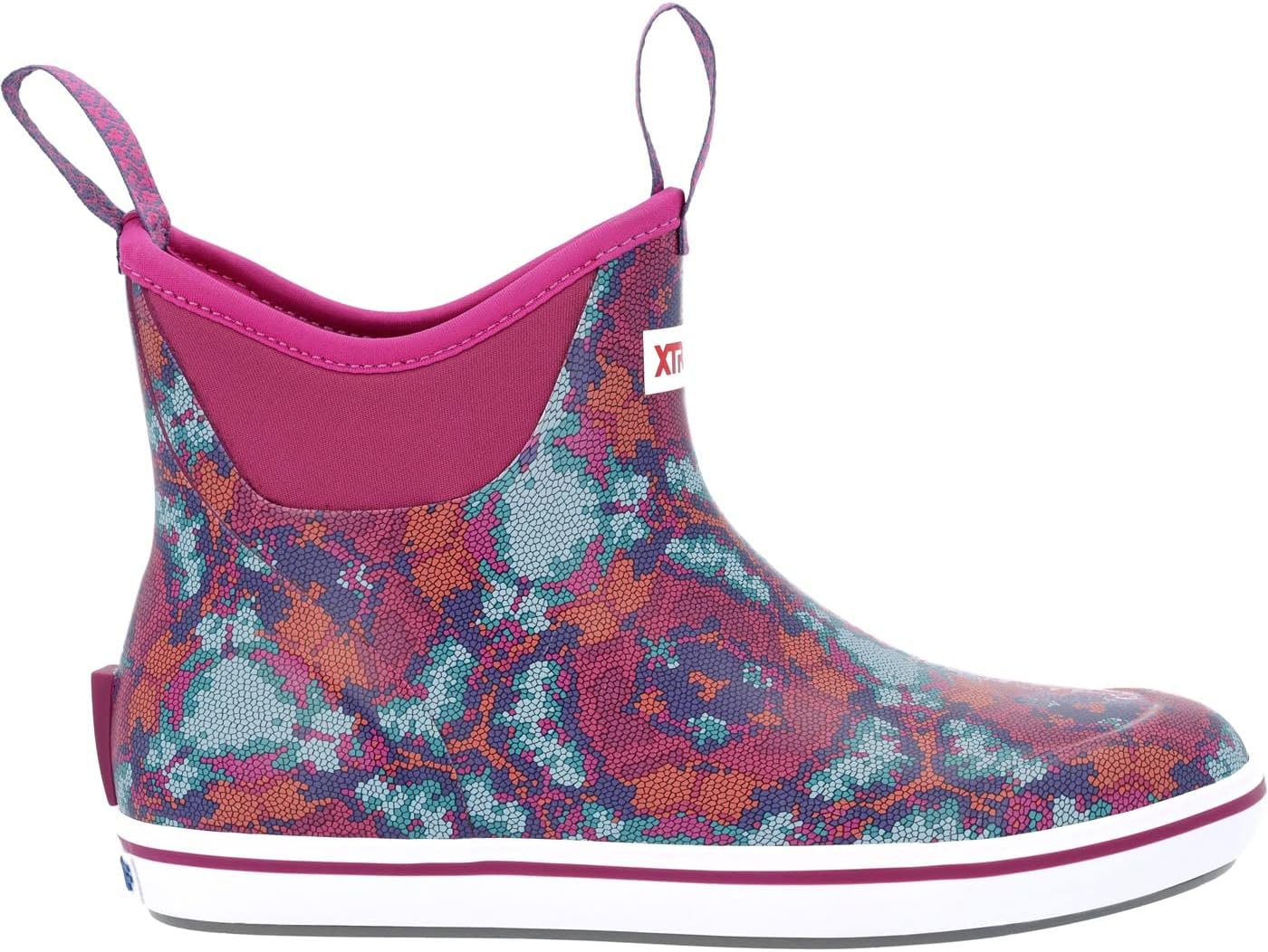 Xtratuf Women's 6 Inch Ankle Deck Boot, Kaleidoscope Scales Purple, Size 6