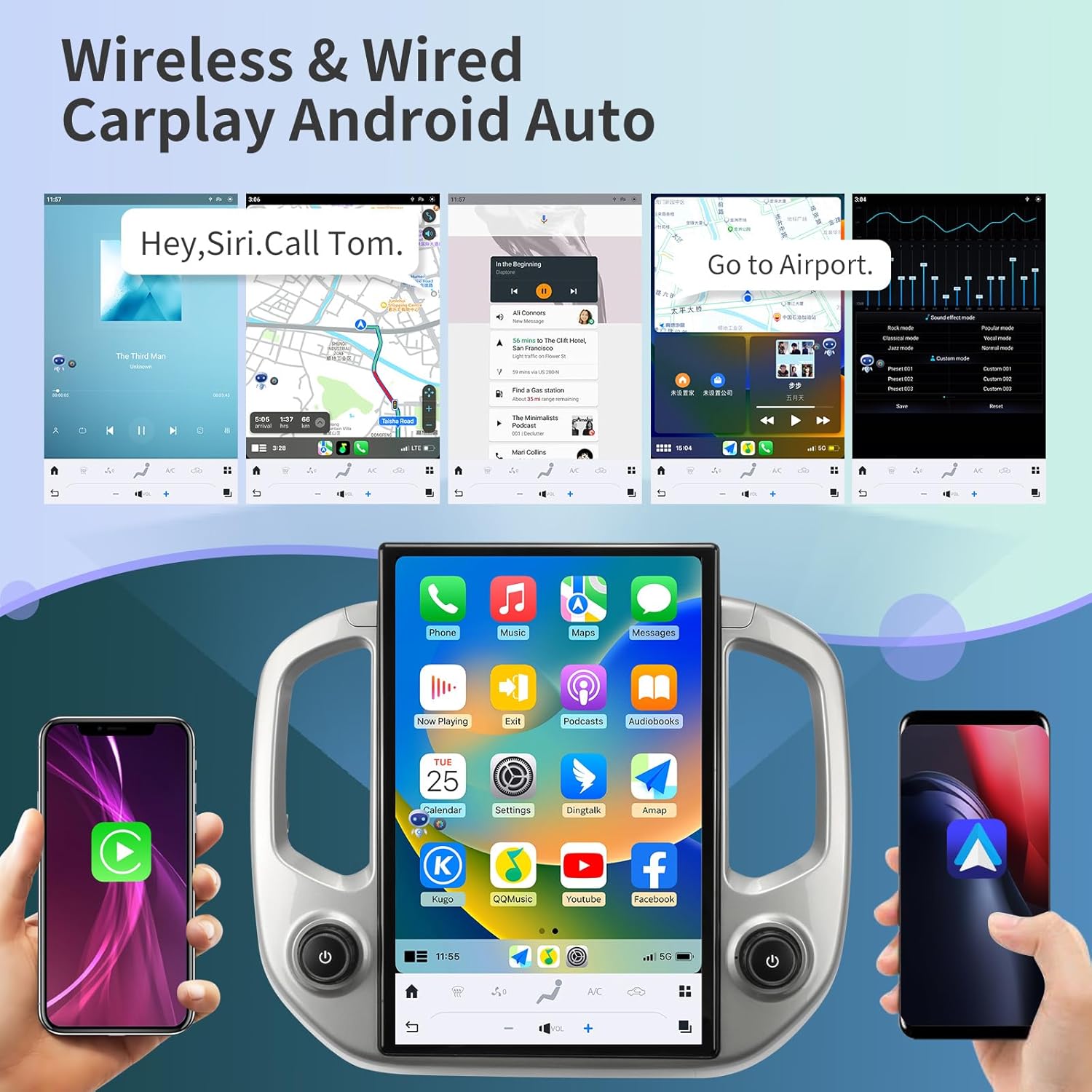 Qualcomm Car Radio Stereo for Chevrolet Colorado GMC Canyon 2015-2018 Replacement CarPlay Android Auto 14.4 Inch Vertical Screen Upgrade Tesla Style with DSP SWC Bluetooth Audio