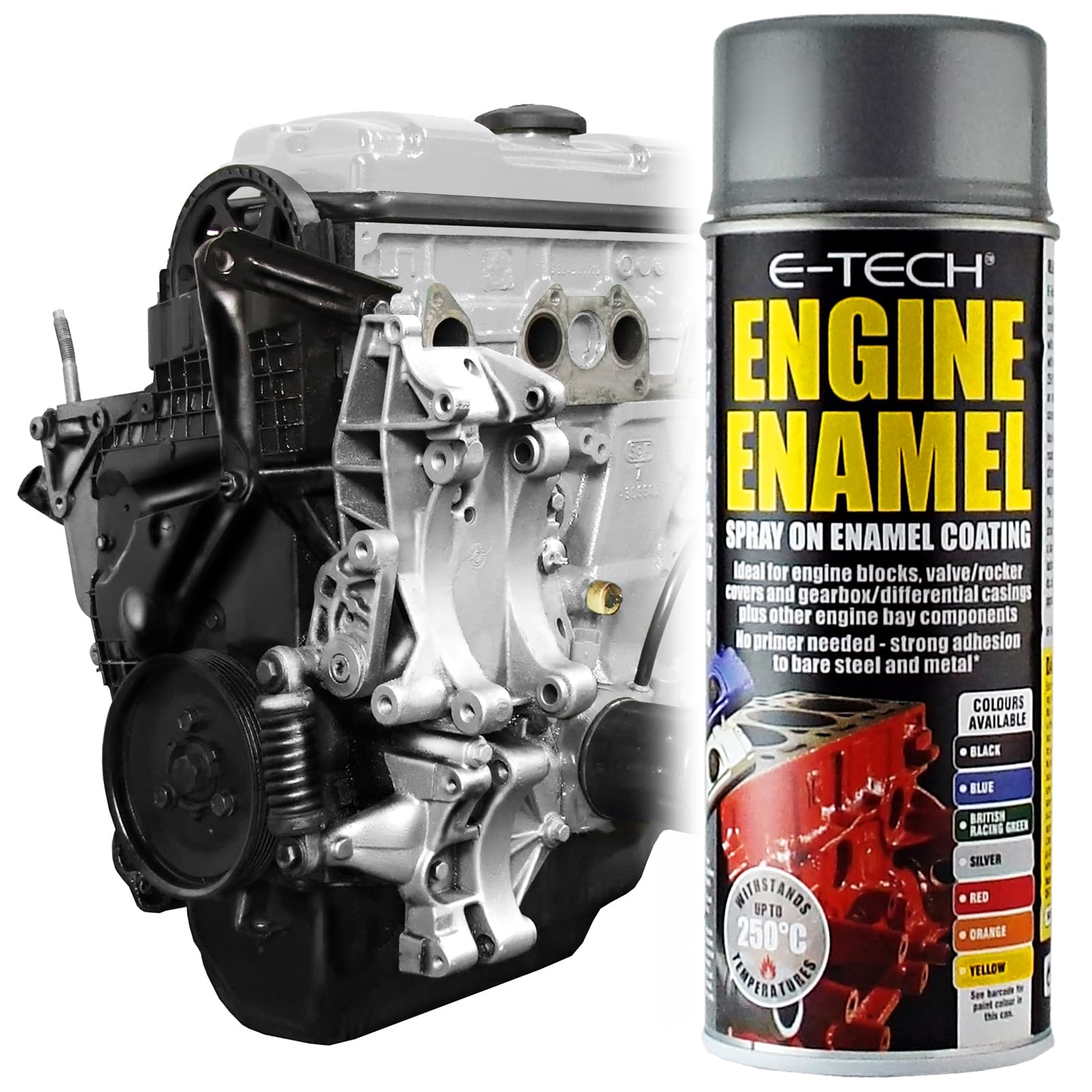 E-Tech Engine Enamel Spray-On Coating Paint – Silver