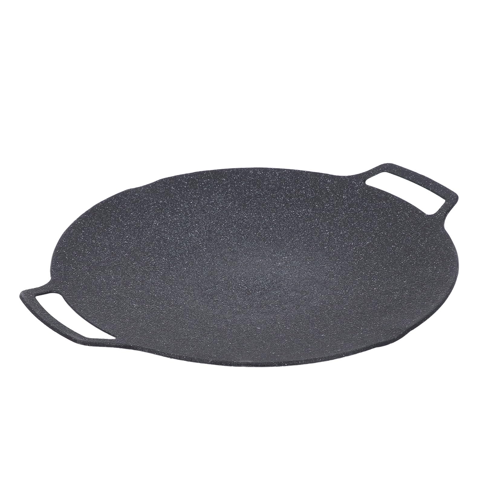 Plancha redonda antiadherente de aleación de aluminio, sartén con doble Mango para barbacoa, Camping, Picnic, cocina al aire, uso en cocina interior (33CM)
