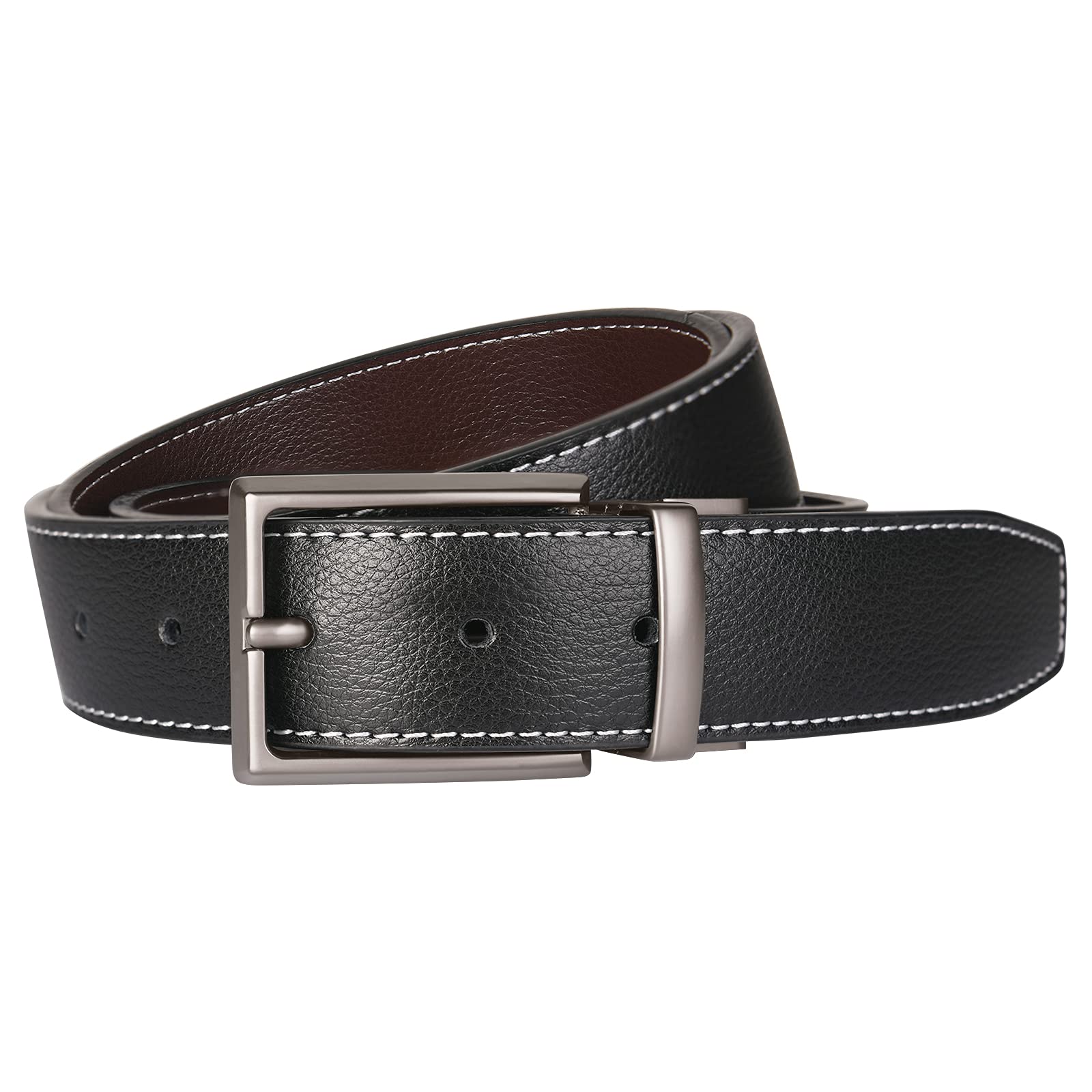 flintronic Cintura da Uomo in Pelle con Fibbia Automatica, Moda Cintura a Cricchetto 3.5cm * 130cm, con Portachiavi e Confezione Regalo